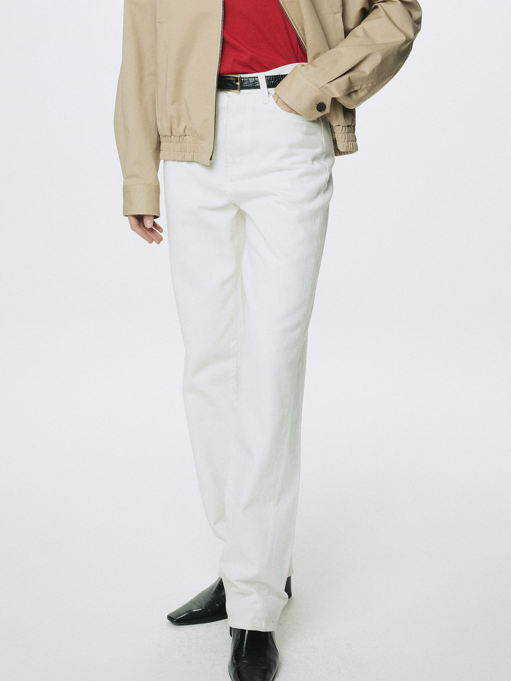Tonywack - Twisted Seam Straight-Leg Denim Jeans (Off White) product image 4 | TRAB K-Fashion Australia