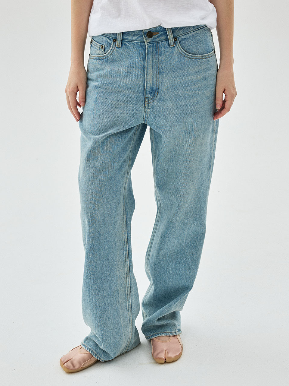 Mardi Mercredi - [Pre-Order – Ships August 14] Essential Wide Denim Pants (Lightblue) product image 1 | TRAB K-Fashion Australia