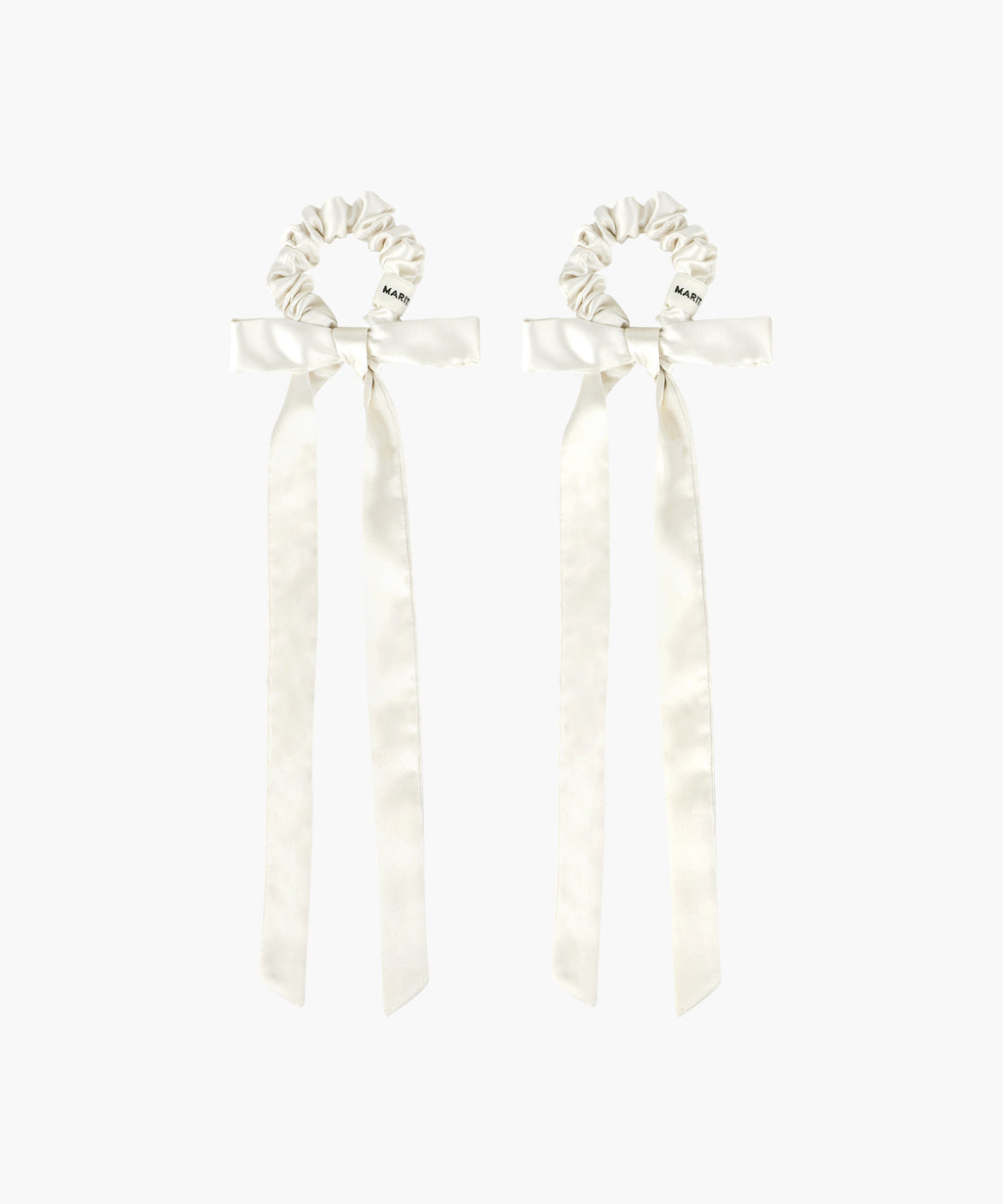 Marithe & Francois Girbaud - Regular Logo Satin Hair Ribbon Scrunchie 2pack (Ivory) product image 1 | TRAB K-Fashion Australia