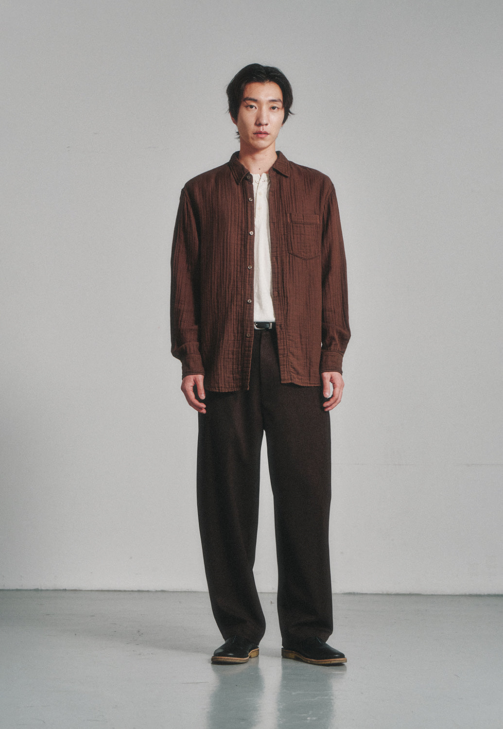 Art if acts - Comfy Side Tuck Curved Trousers (Brown) product image 2 | TRAB K-Fashion Australia