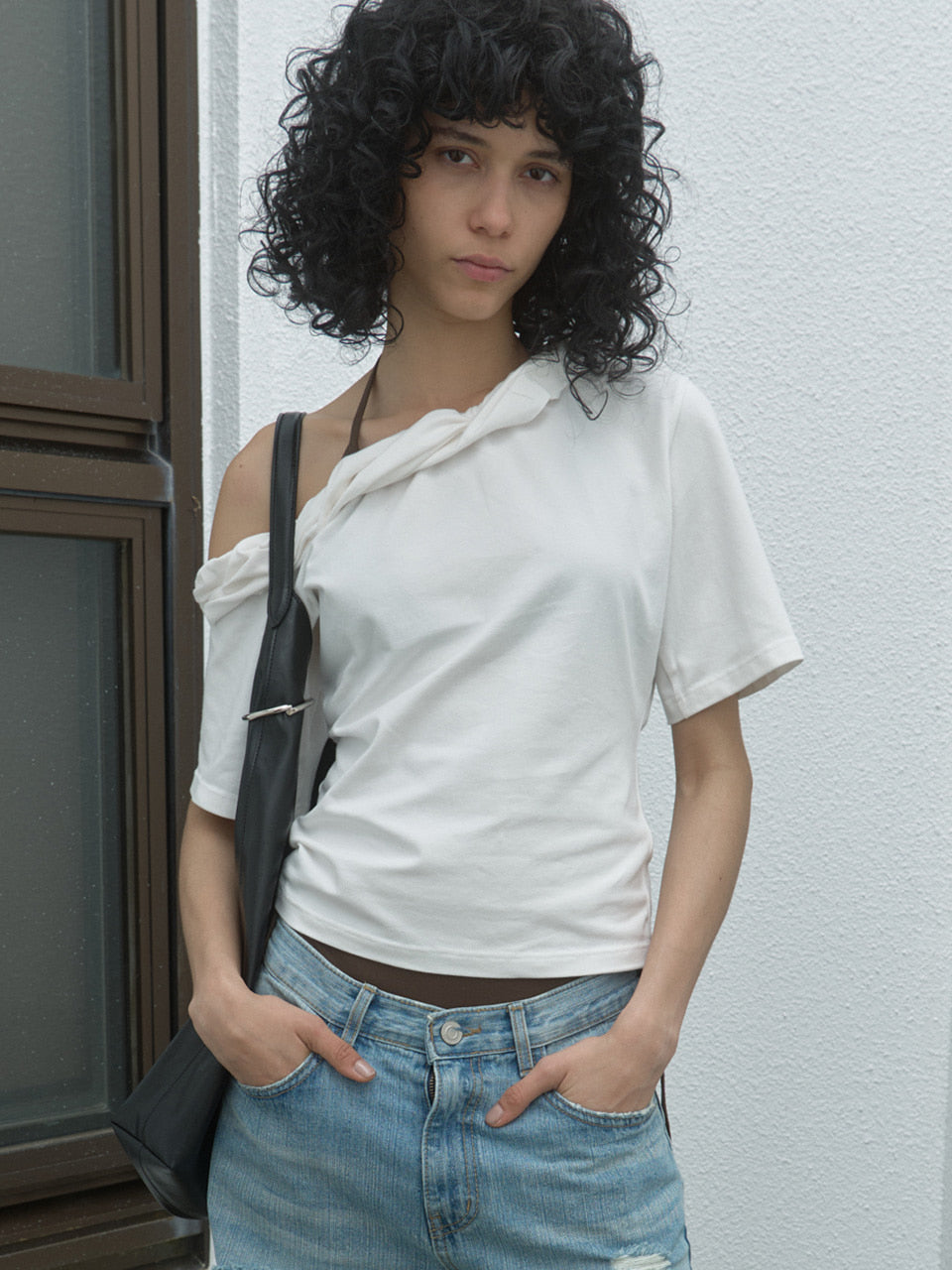 Kijun - Twist One-Shoulder Top (Off-White) product image 1 | TRAB K-Fashion Australia