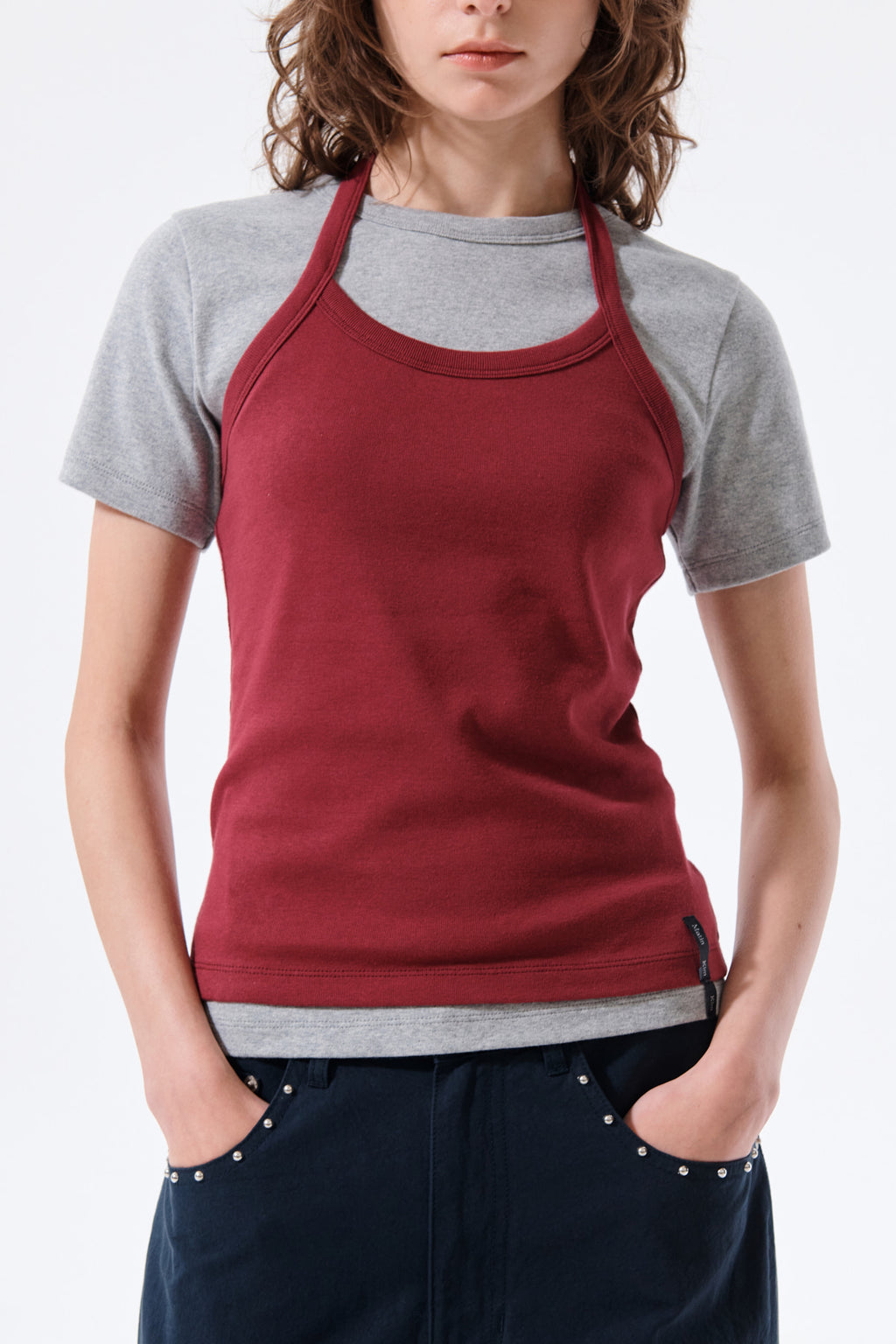 Matin Kim - Label Detail Halter Tank Top (Wine) product image 12 | TRAB K-Fashion Australia