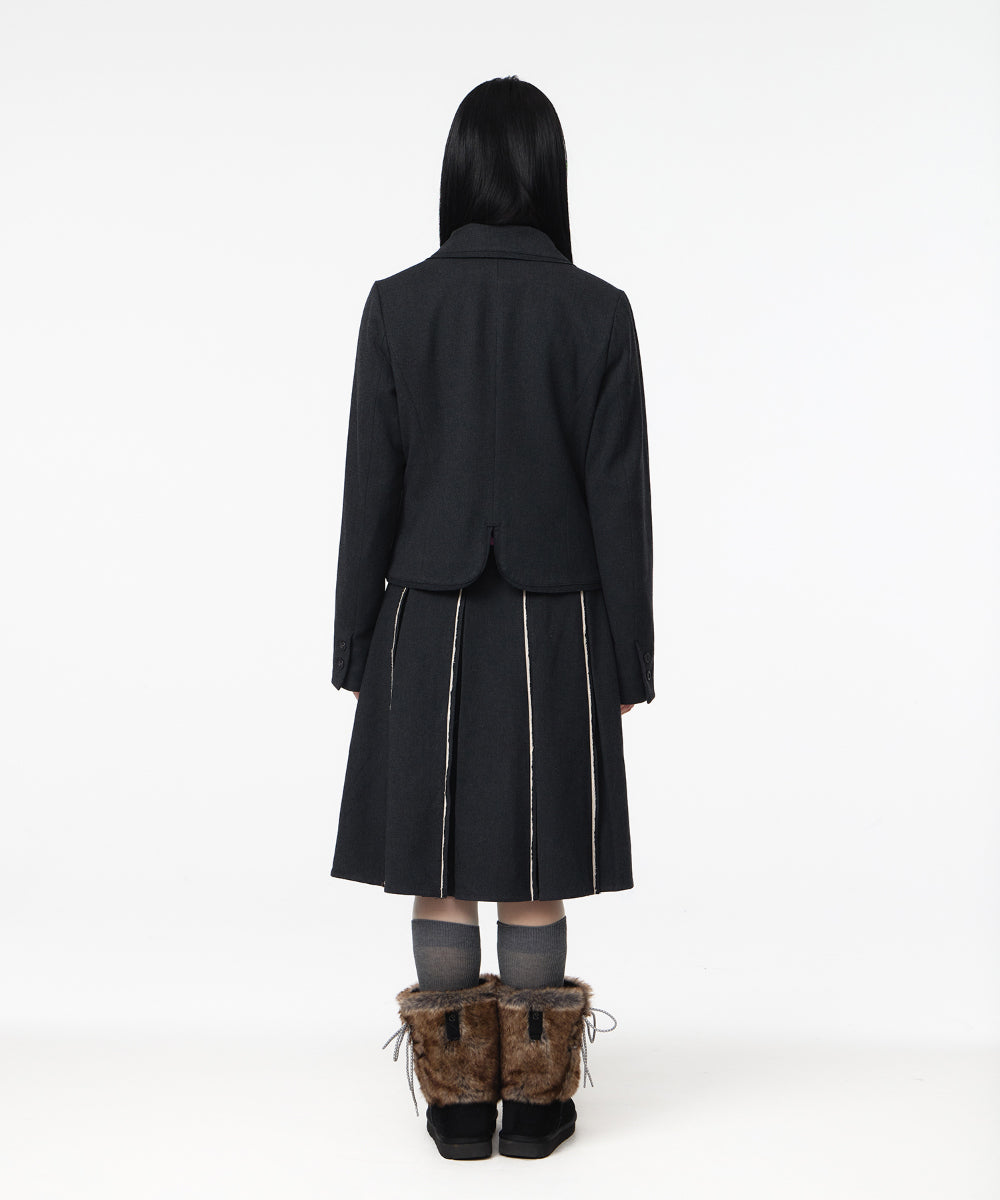 Coyseio - Rounded Raw Hem Jacket (Charcoal) product image 8 | TRAB K-Fashion Australia