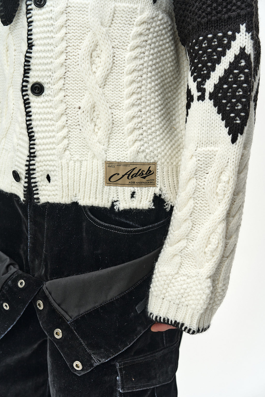 Andersson Bell - Flock Velvet Double Waist Wide-Leg Jeans (black) (Black) product image 7 | TRAB K-Fashion Australia