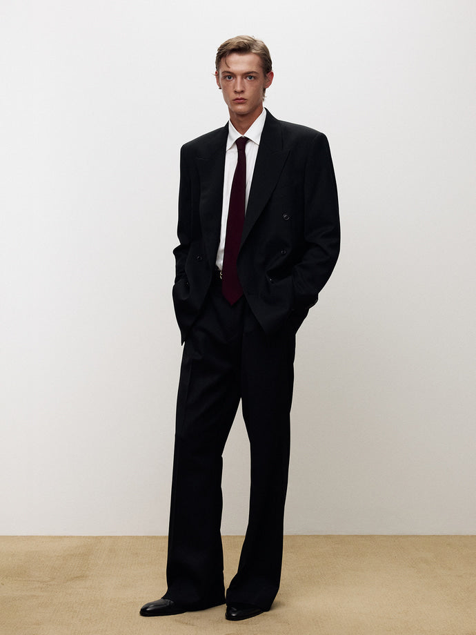 Tonywack - Wool Twill Wide-Leg Pleated Trousers (Black) product image 5 | TRAB K-Fashion Australia