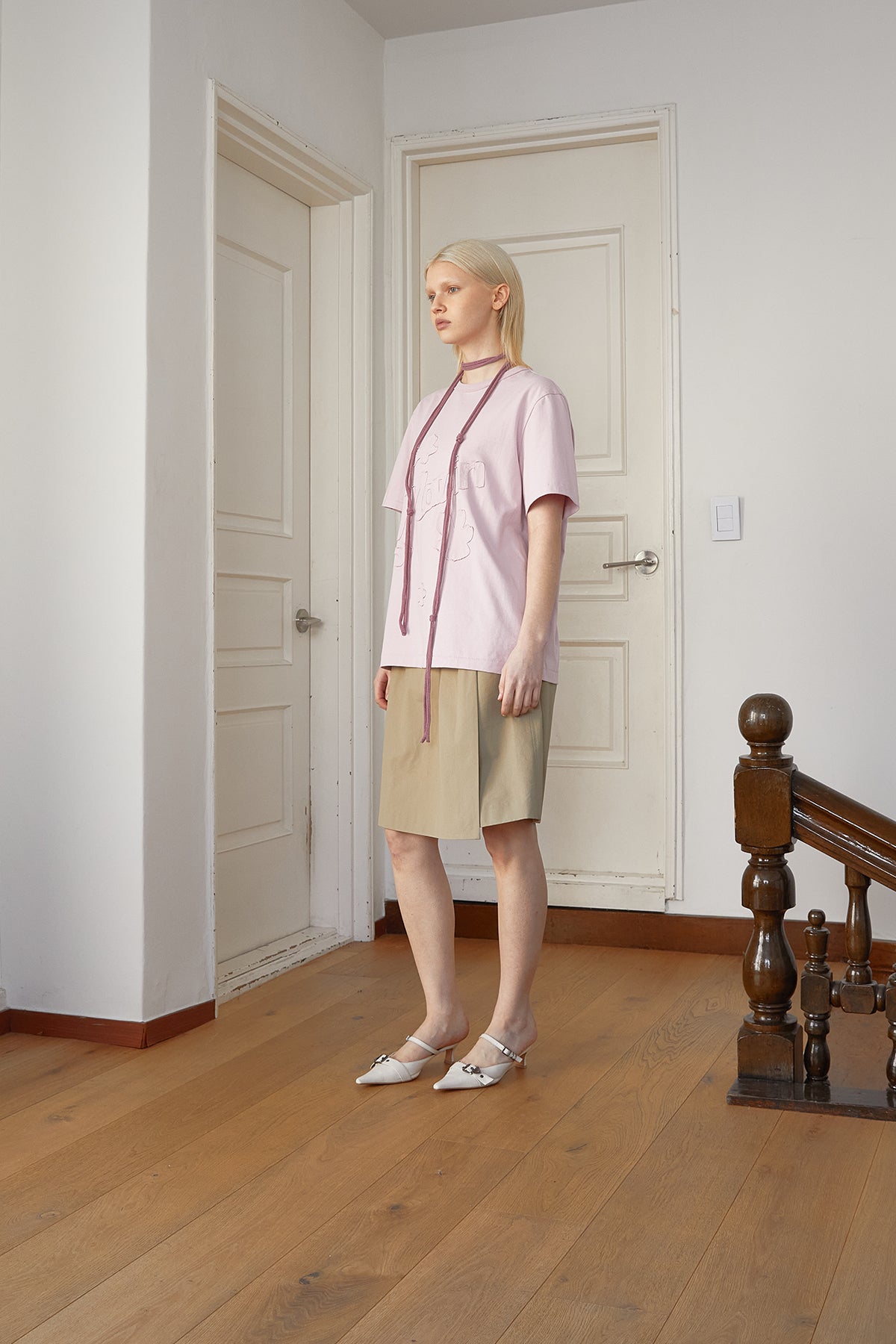 Matin Kim - Flower Applique Logo Top (Light Pink) product image 7 | TRAB K-Fashion Australia