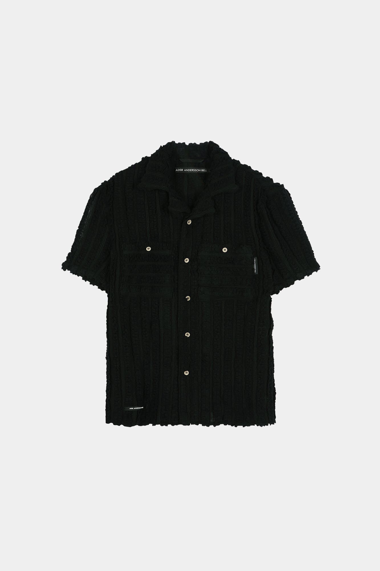 Andersson Bell - Kenley Knitted Open Collar Shirt (Black) product image 7 | TRAB K-Fashion Australia