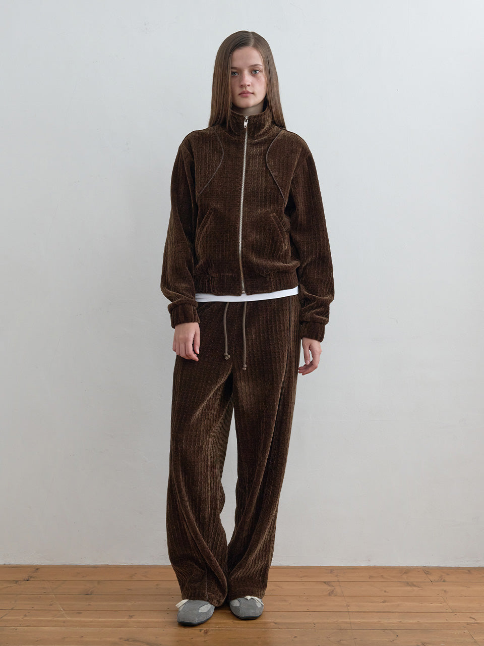 Kijun - Line Velour Pants (Dark Brown) product image 3 | TRAB K-Fashion Australia