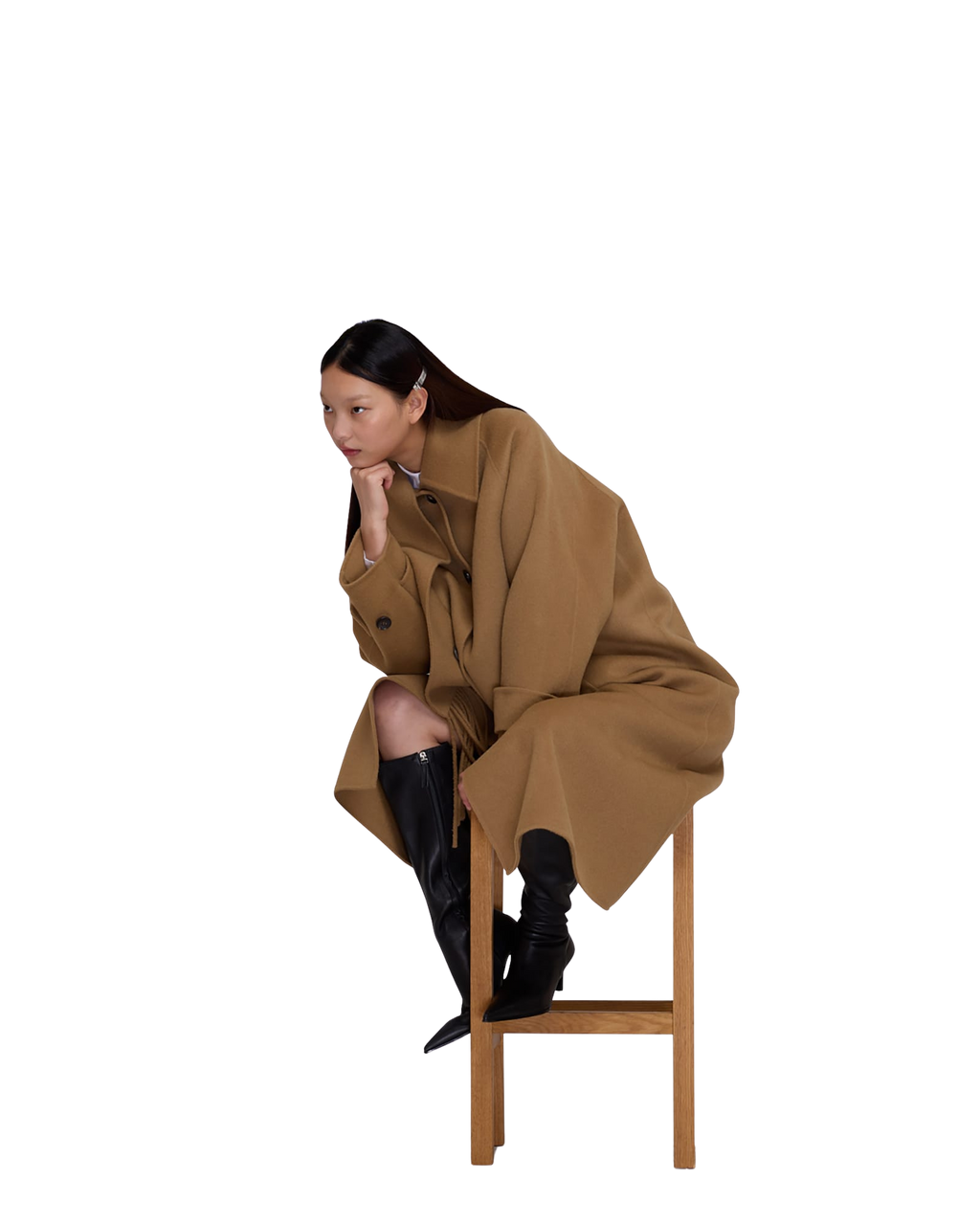 Kimhe Kim - Scarf Detail Long Coat (Beige) product image 5 | TRAB K-Fashion Australia