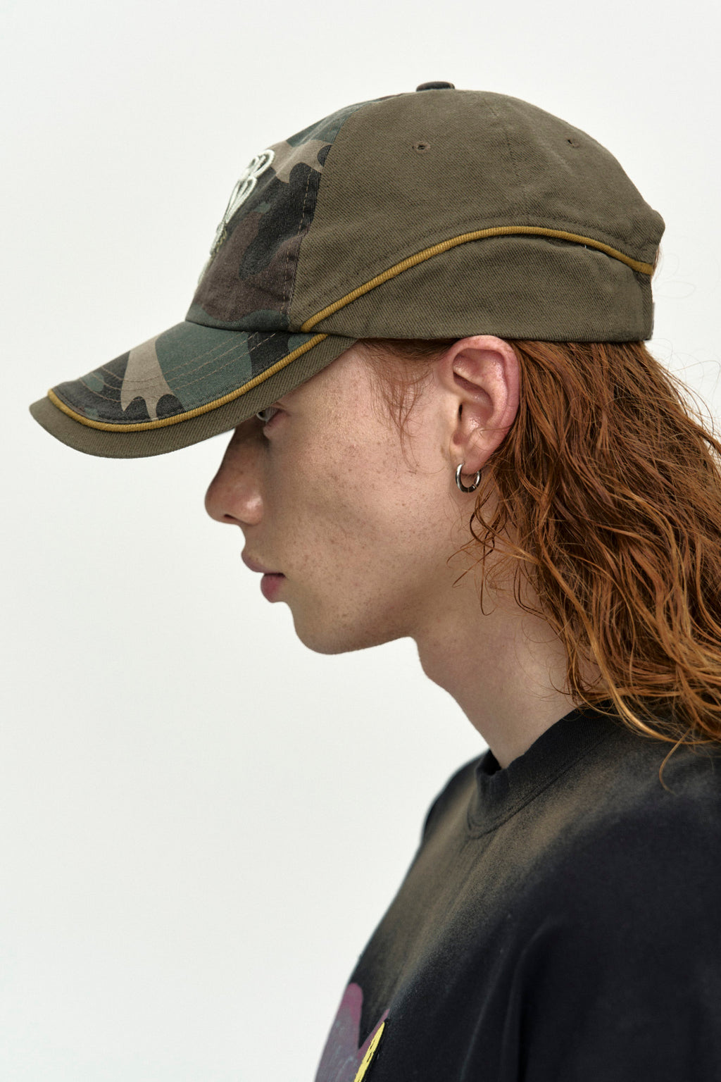 Andersson Bell - (essential) Unisex Heart Logo Embroidery Layered Cap (Khaki) product image 3 | TRAB K-Fashion Australia