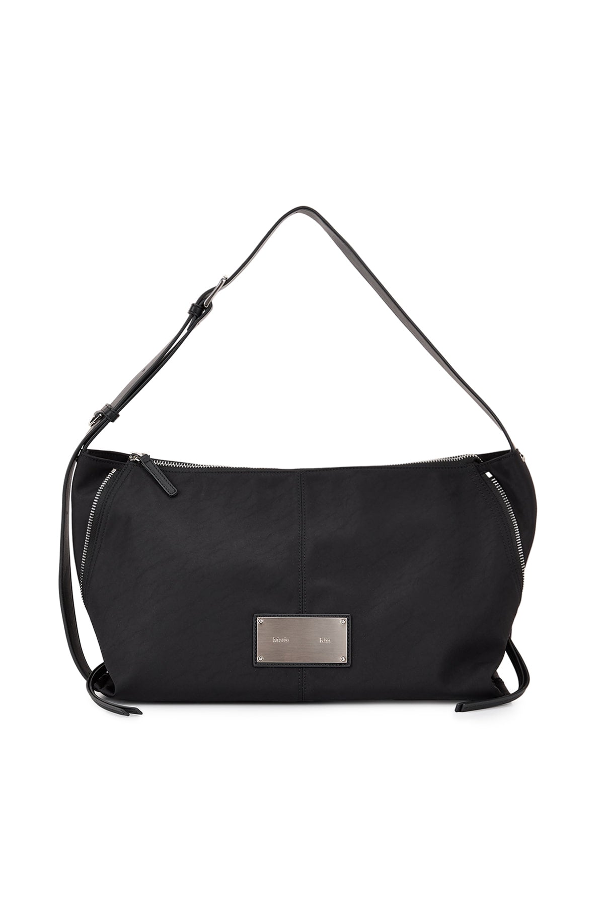 Matin Kim - Side Zipper Fabric Shoulder Bag (Black) product image 1 | TRAB K-Fashion Australia