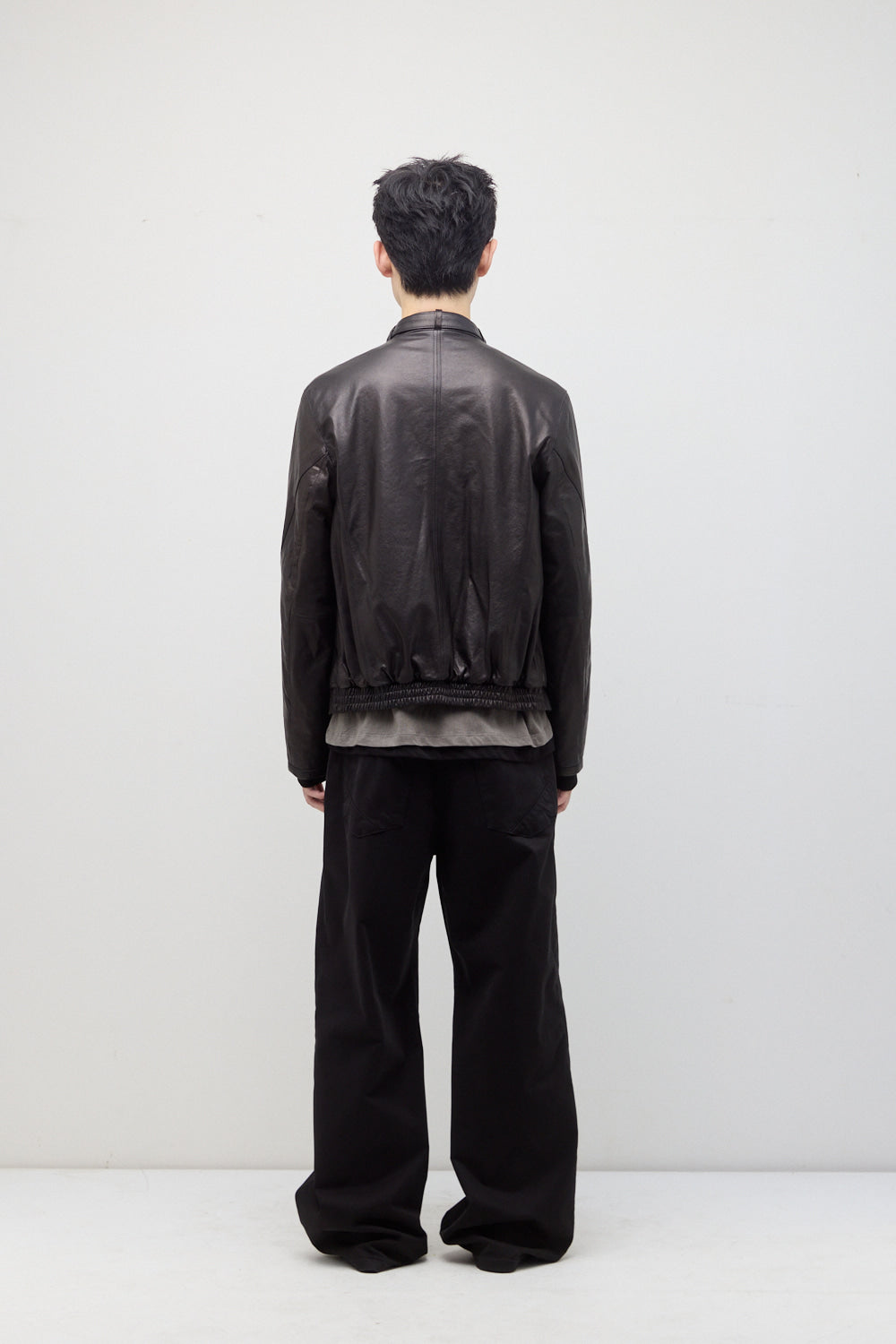 Hatchingroom - Stand Collar Leather Jacket Lamb Skin (Black) product image 5 | TRAB K-Fashion Australia