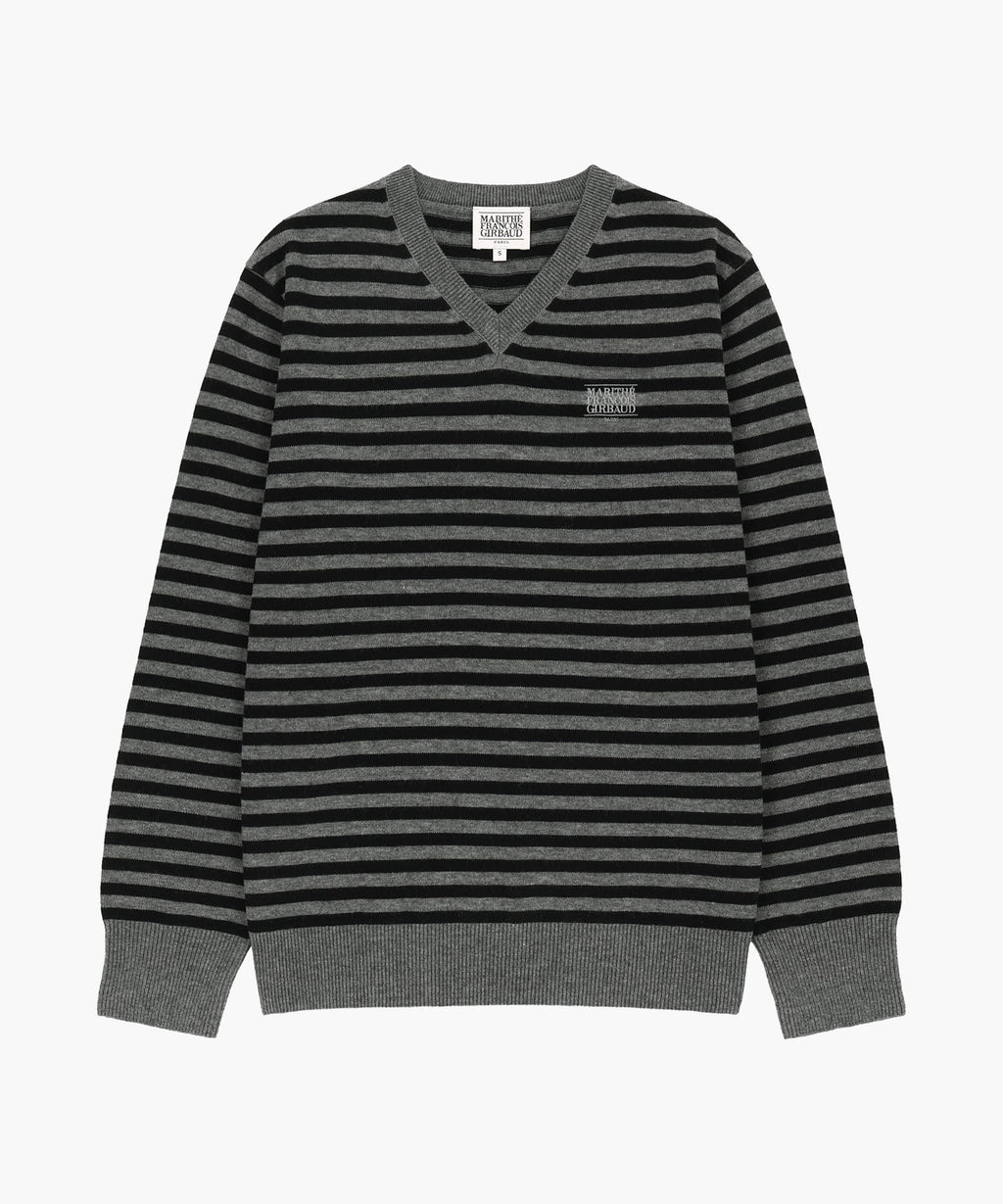 Marithe & Francois Girbaud - Micro Classic Logo V-neck Knit (Charcoal) product image 5 | TRAB K-Fashion Australia