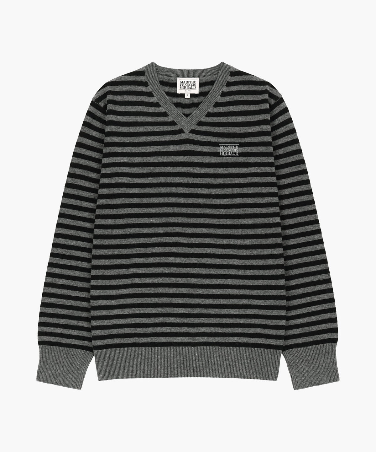 Marithe & Francois Girbaud - Micro Classic Logo V-neck Knit (Charcoal) product image 5 | TRAB K-Fashion Australia