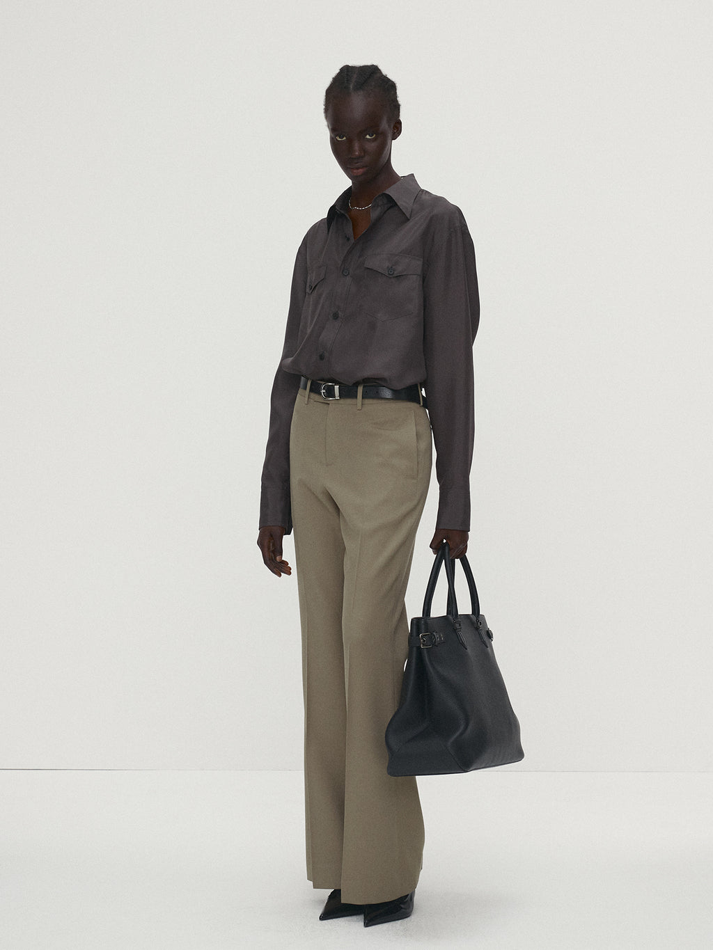 Tonywack - Silk Double Pocket Shirt (Olive Charcoal) product image 2 | TRAB K-Fashion Australia