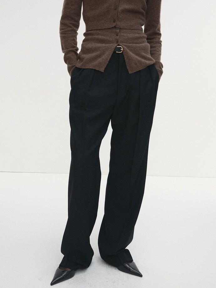 Tonywack - Wool Twill Pleated Tailored Trousers (Black) product image 4 | TRAB K-Fashion Australia