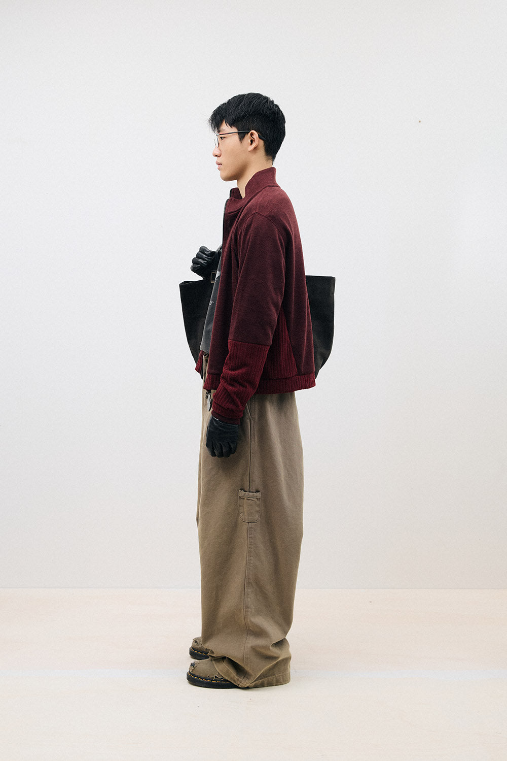 Hatchingroom - Double Sleeve Track Cardigan Dark (Red) product image 4 | TRAB K-Fashion Australia