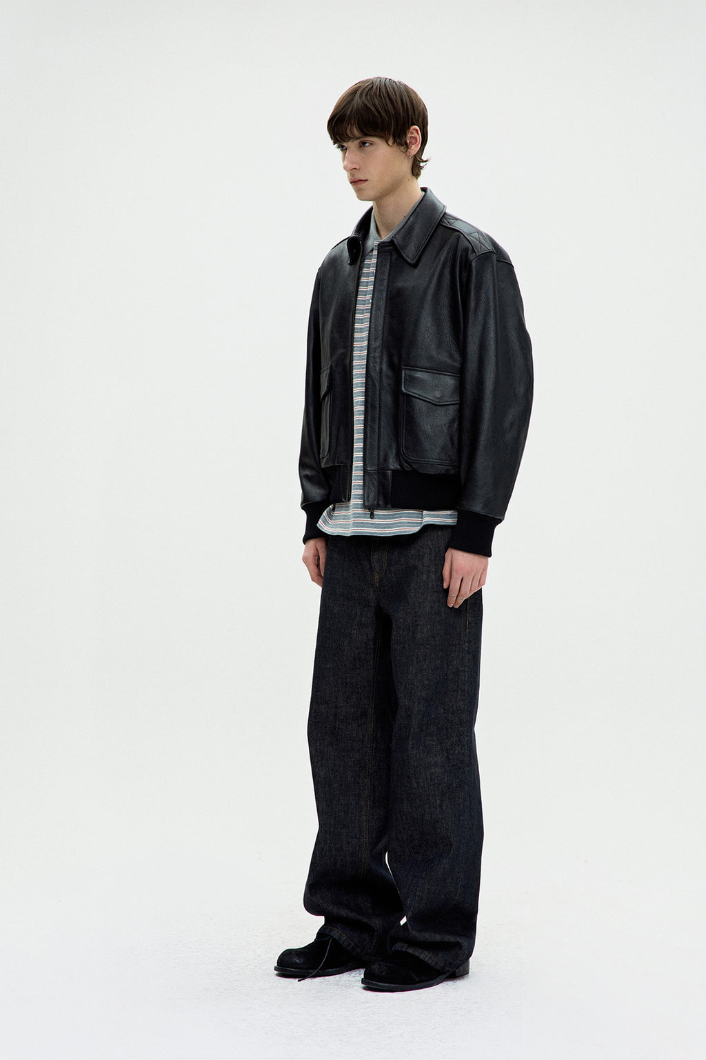 Coor - Goat Skin A-2 Leather Jacket (Black) product image 3 | TRAB K-Fashion Australia