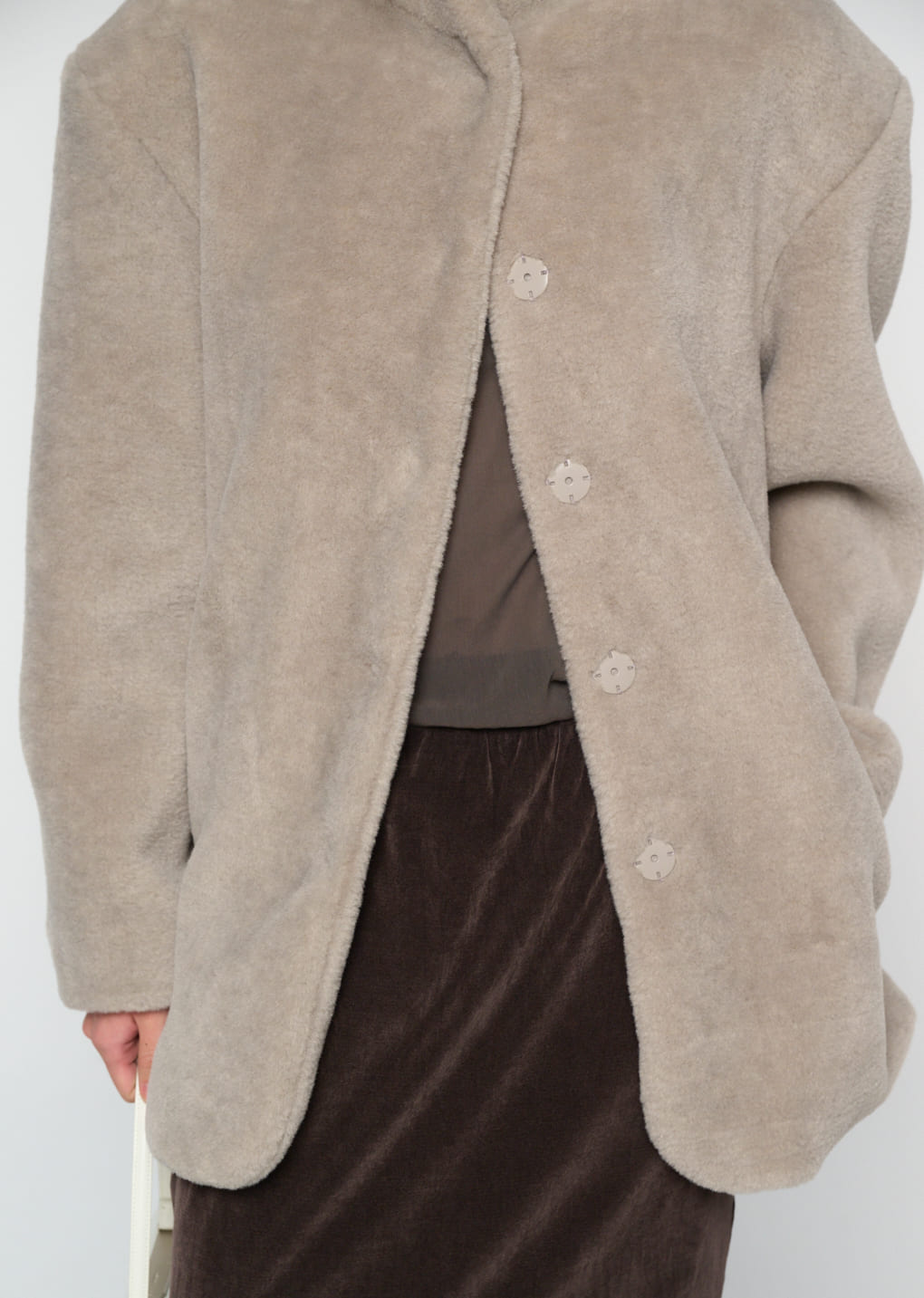 Amomento - shearling mid jacket (Grey) product image 10 | TRAB K-Fashion Australia