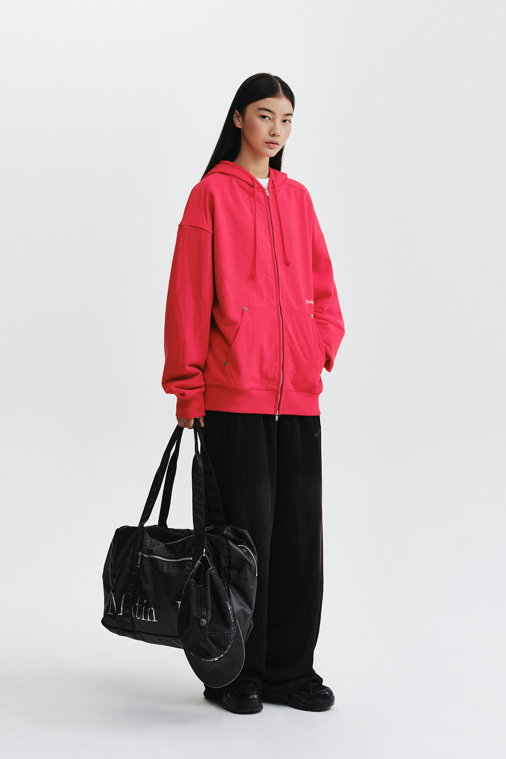 Matin Kim - Color Block Hoody Zip Up (Red) product image 9 | TRAB K-Fashion Australia