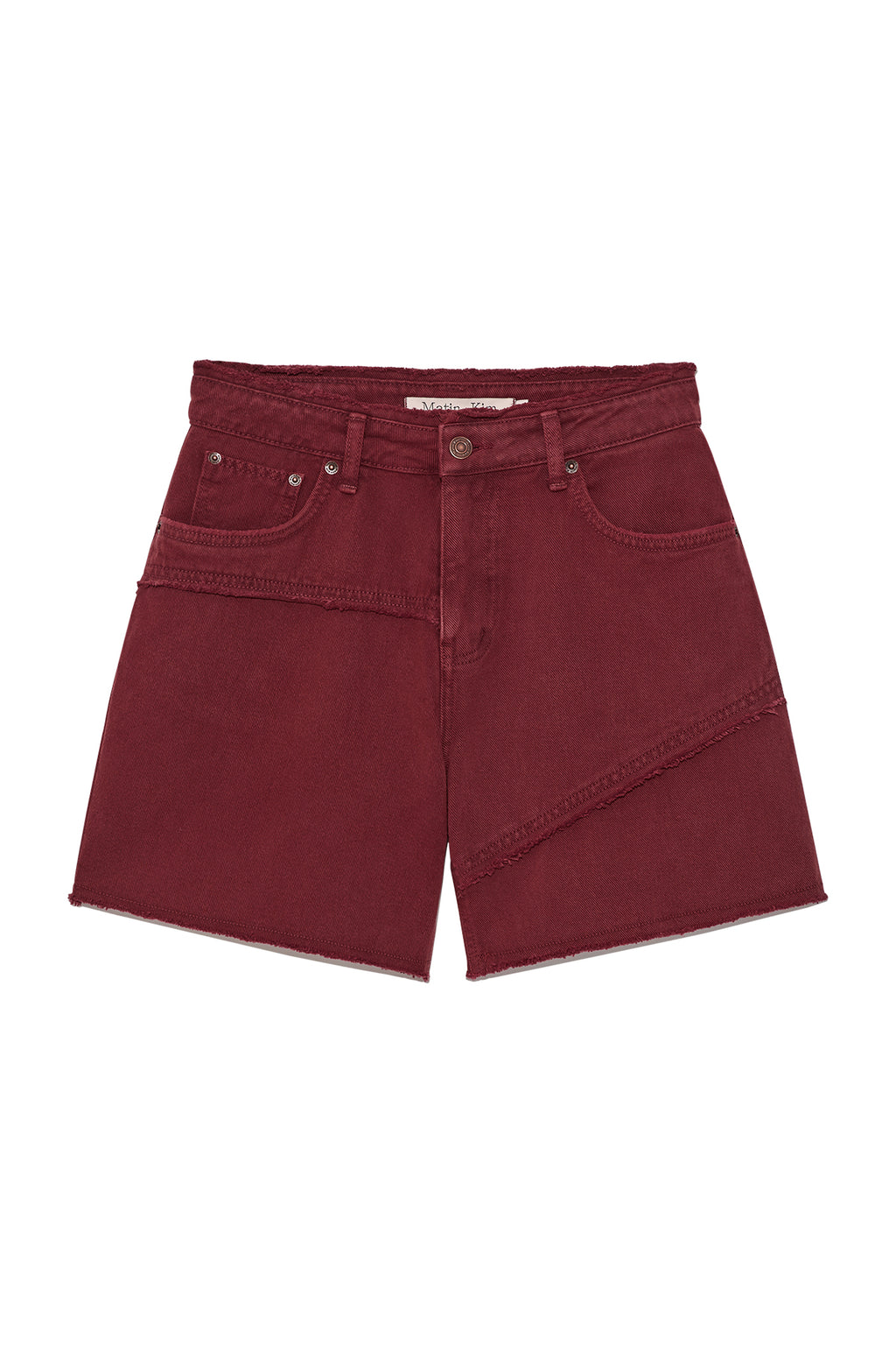 Matin Kim - Cut Line Point Denim Shorts (Red) product image 1 | TRAB K-Fashion Australia