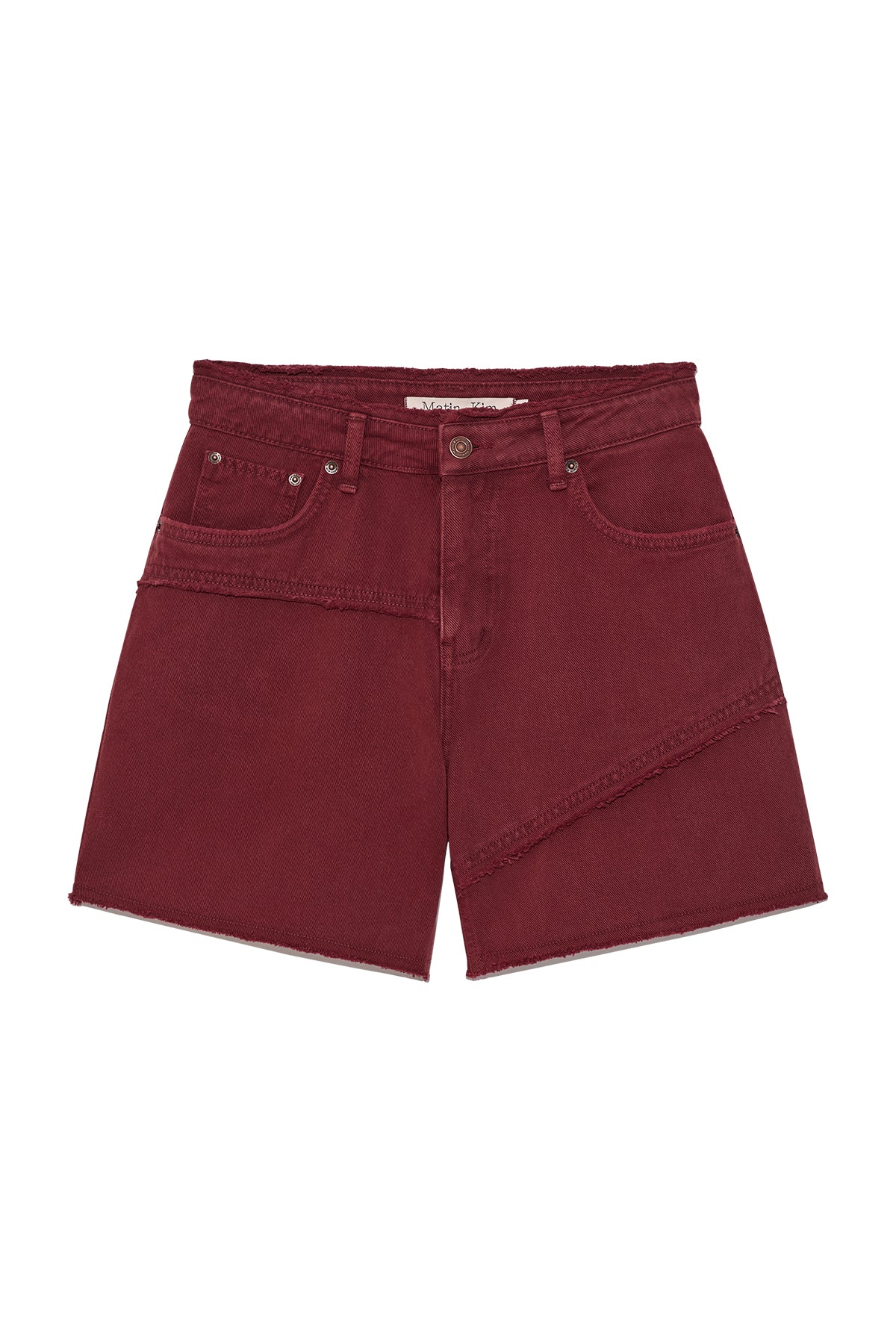 Matin Kim - Cut Line Point Denim Shorts (Red) product image 1 | TRAB K-Fashion Australia