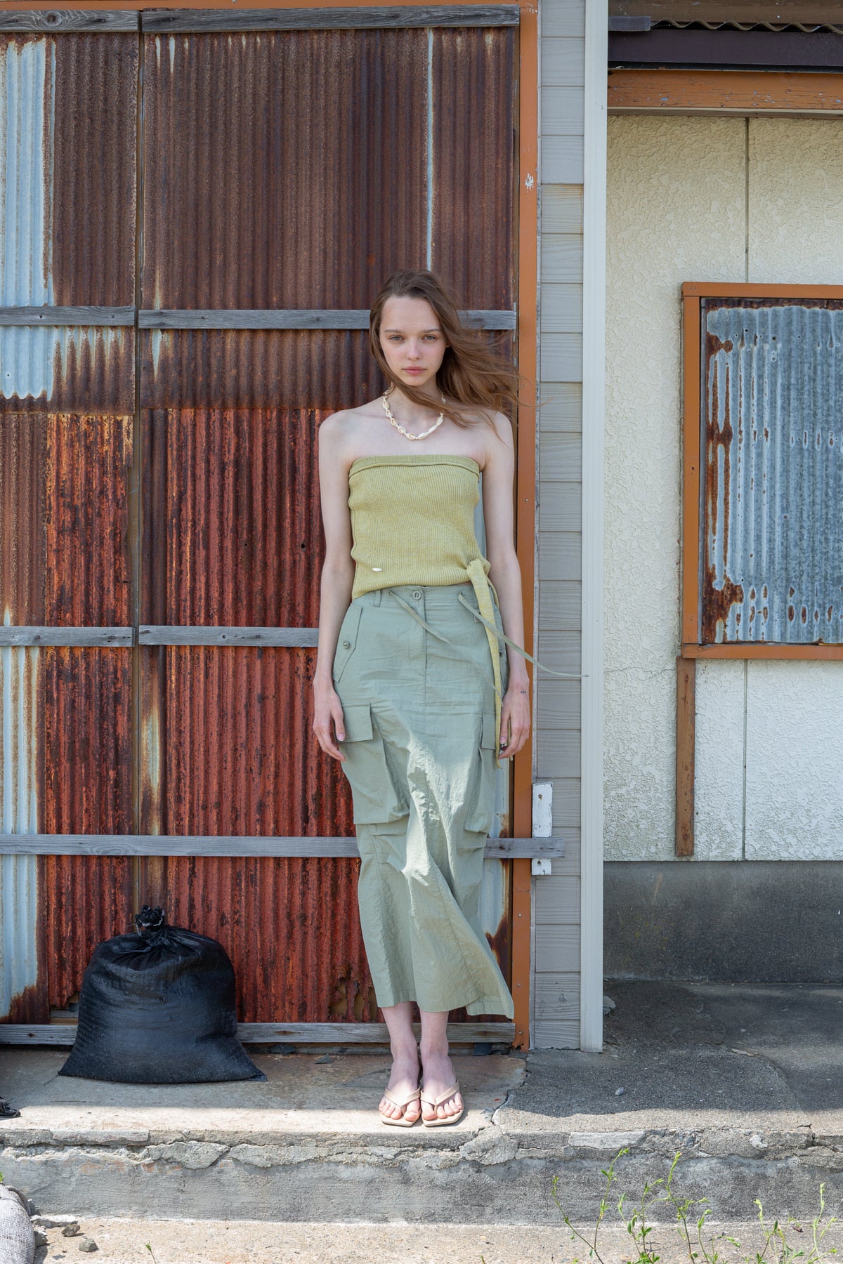 Matin Kim - Side String Tube Top (Olive) product image 5 | TRAB K-Fashion Australia