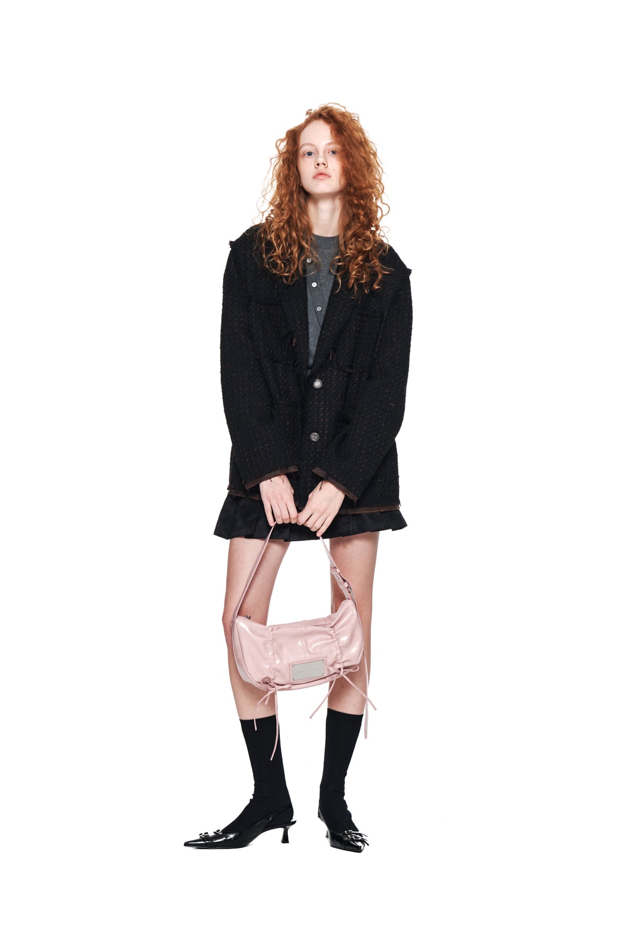 Matin Kim - Tweed Pocket Blazer (Black) product image 9 | TRAB K-Fashion Australia