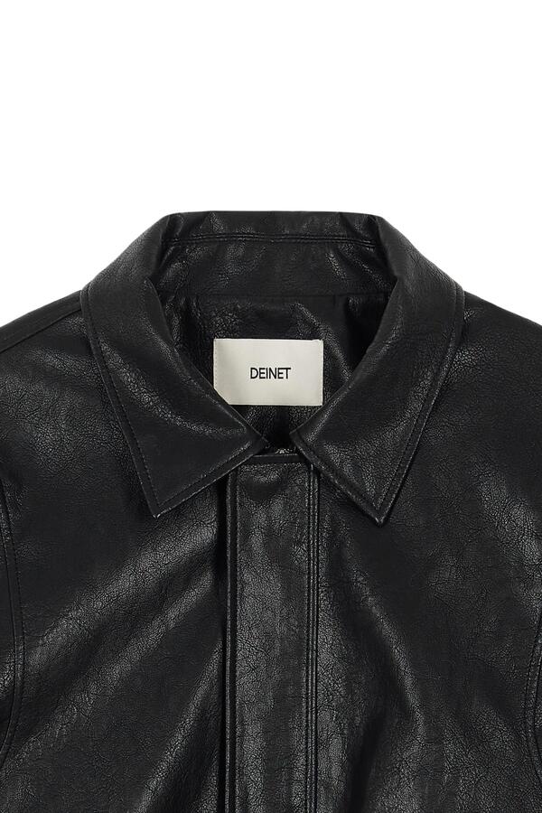 Deinet - Faux-Leather Bomber Banded Jumper (Black) product image 15 | TRAB K-Fashion Australia