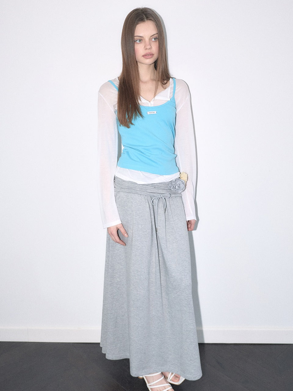 Margarin Fingers - Shirring Jersey Maxi Skirt (Melange) product image 1 | TRAB K-Fashion Australia