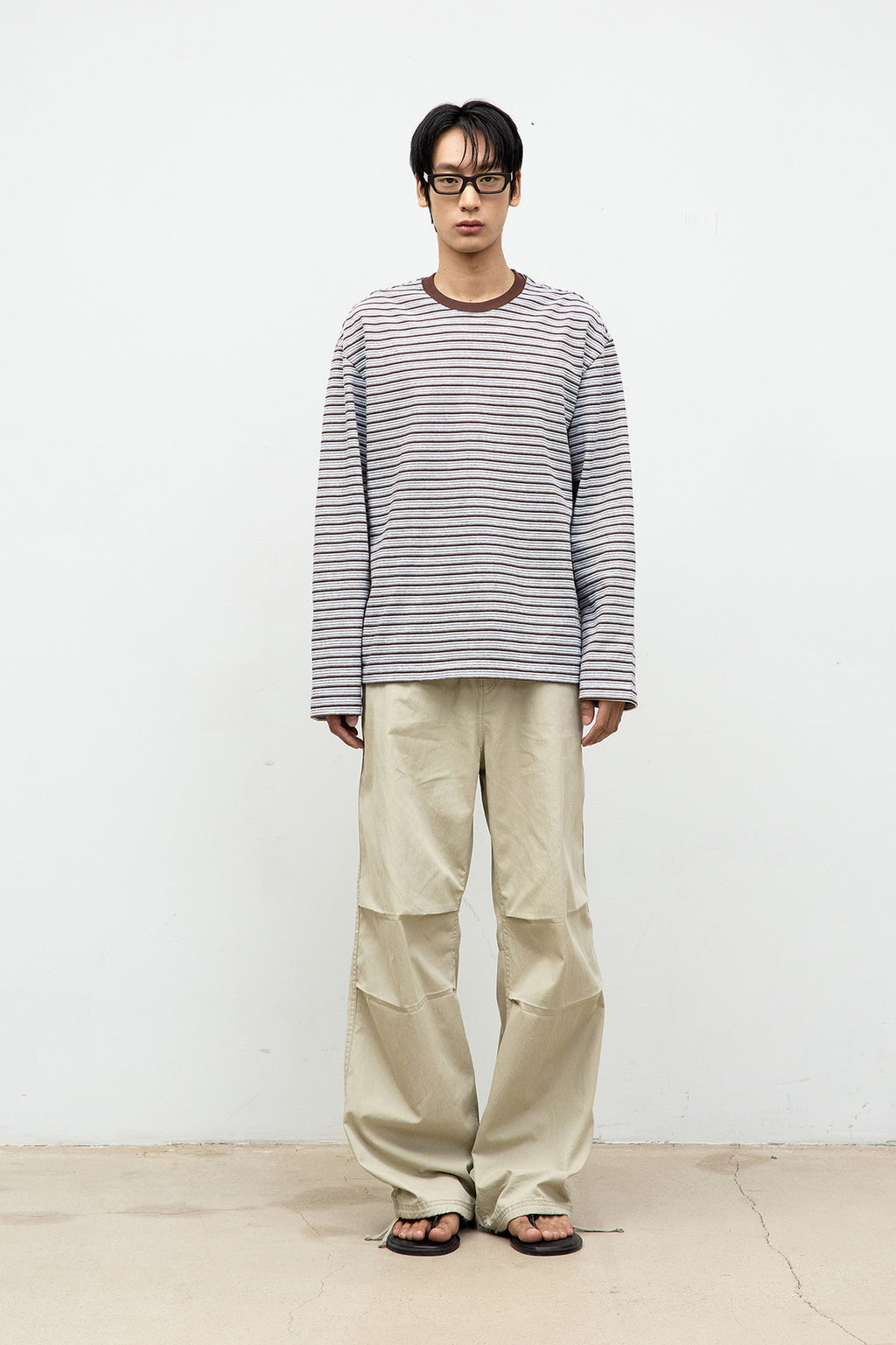 Coor - Multi Color Stripe Long Sleeve T-Shirt (Blue Burgundy) product image 2 | TRAB K-Fashion Australia