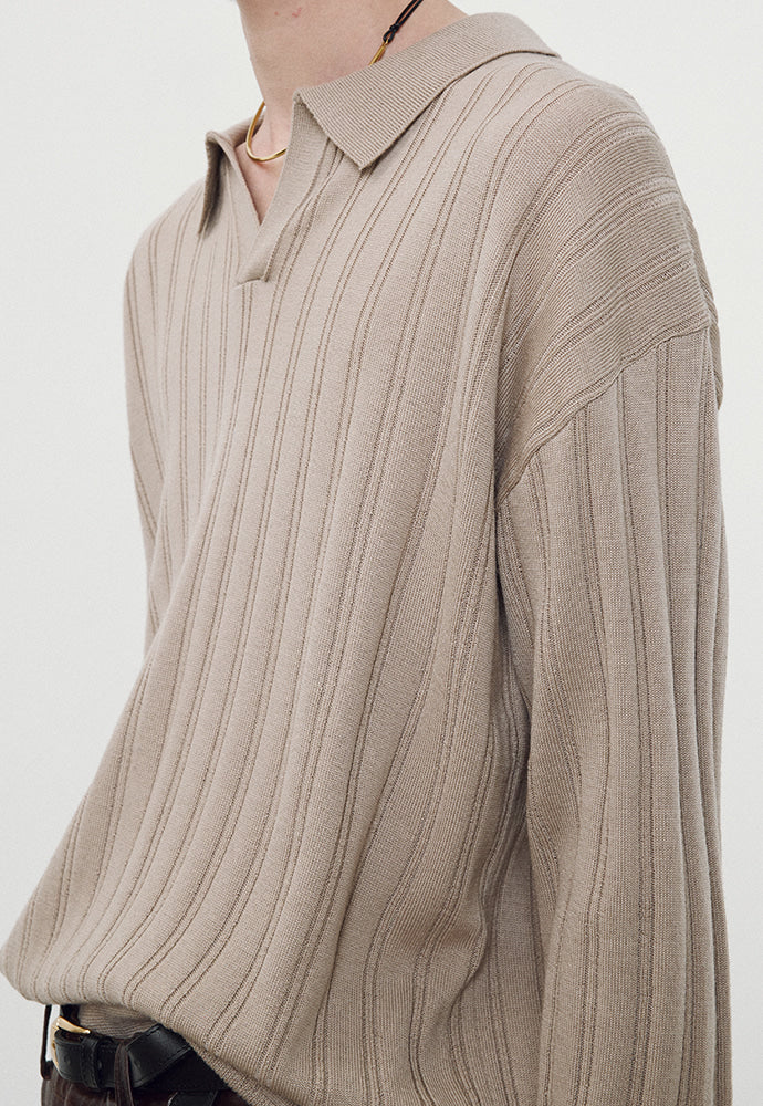 Tonywack - Merino Wool Open Collar Sweater (French Beige) product image 6 | TRAB K-Fashion Australia