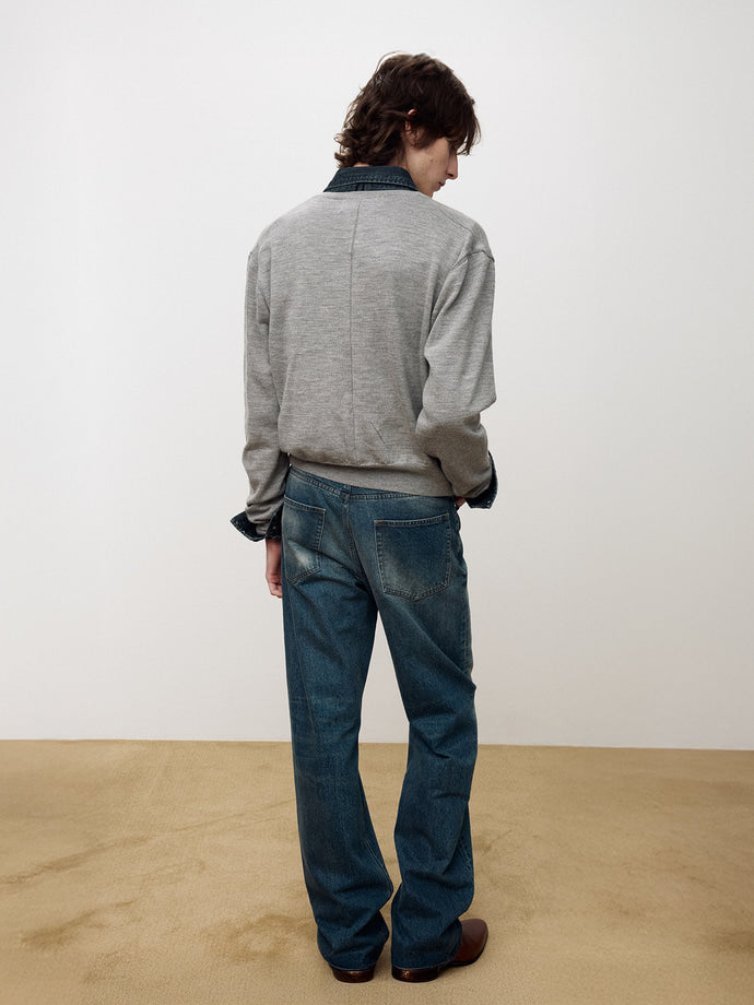 Tonywack - Super Fine Wool Crew-Neck Cardigan (Grey) product image 5 | TRAB K-Fashion Australia