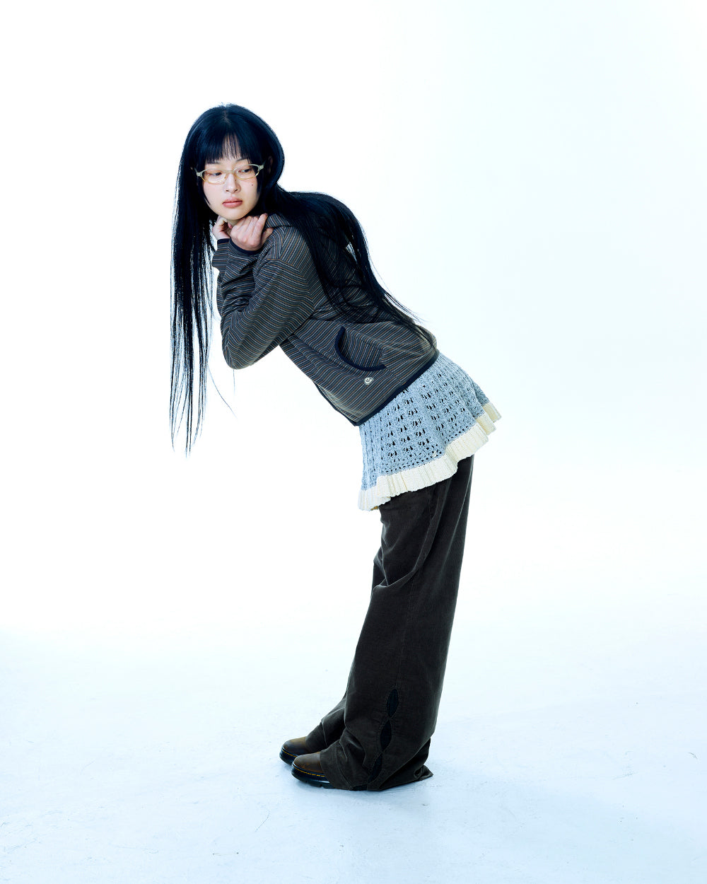 Coyseio - Layered Knit Skirt (Melange Grey) product image 6 | TRAB K-Fashion Australia