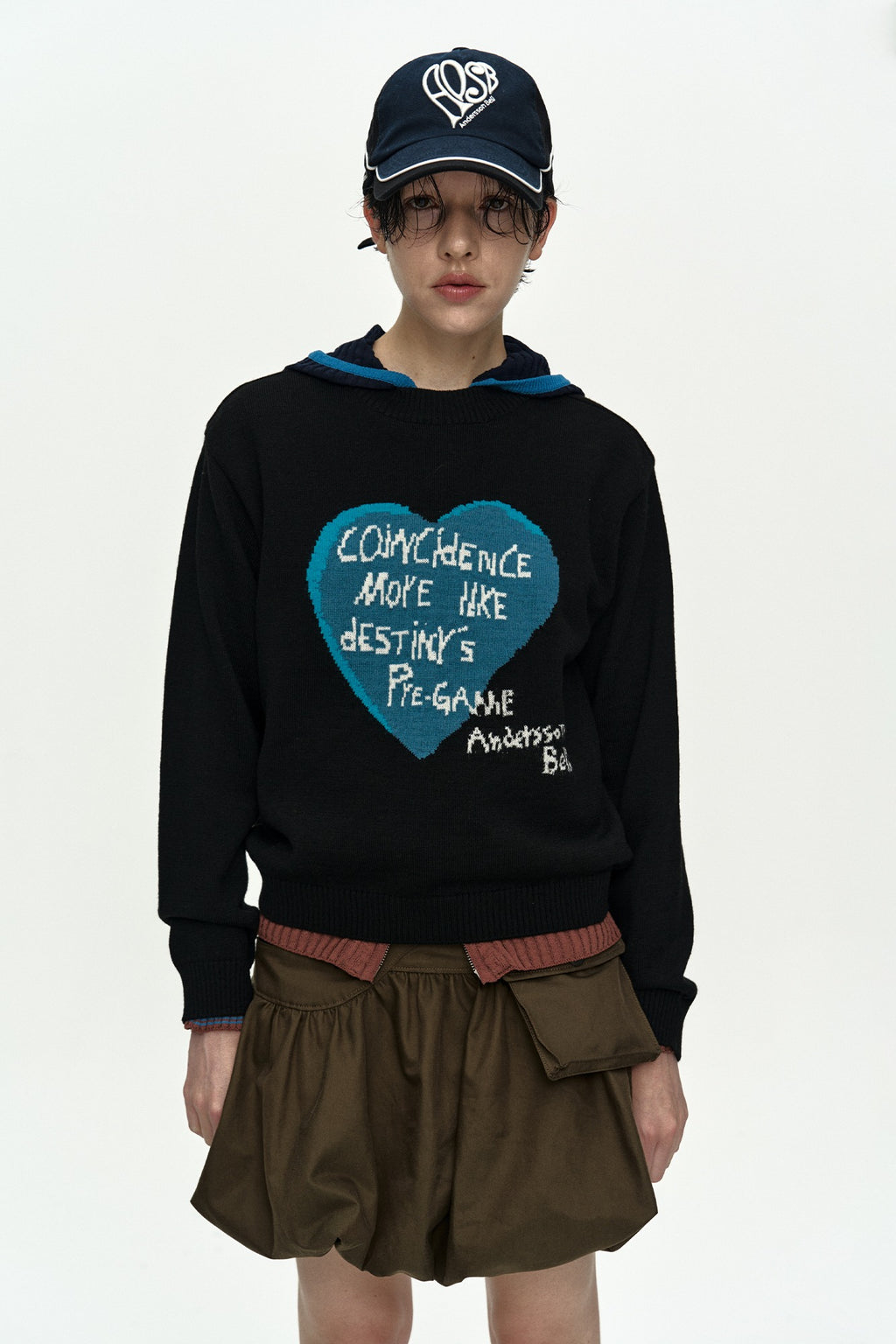 Andersson Bell - Girl's Heart Message Crew-Neck Sweater (Black) product image 1 | TRAB K-Fashion Australia