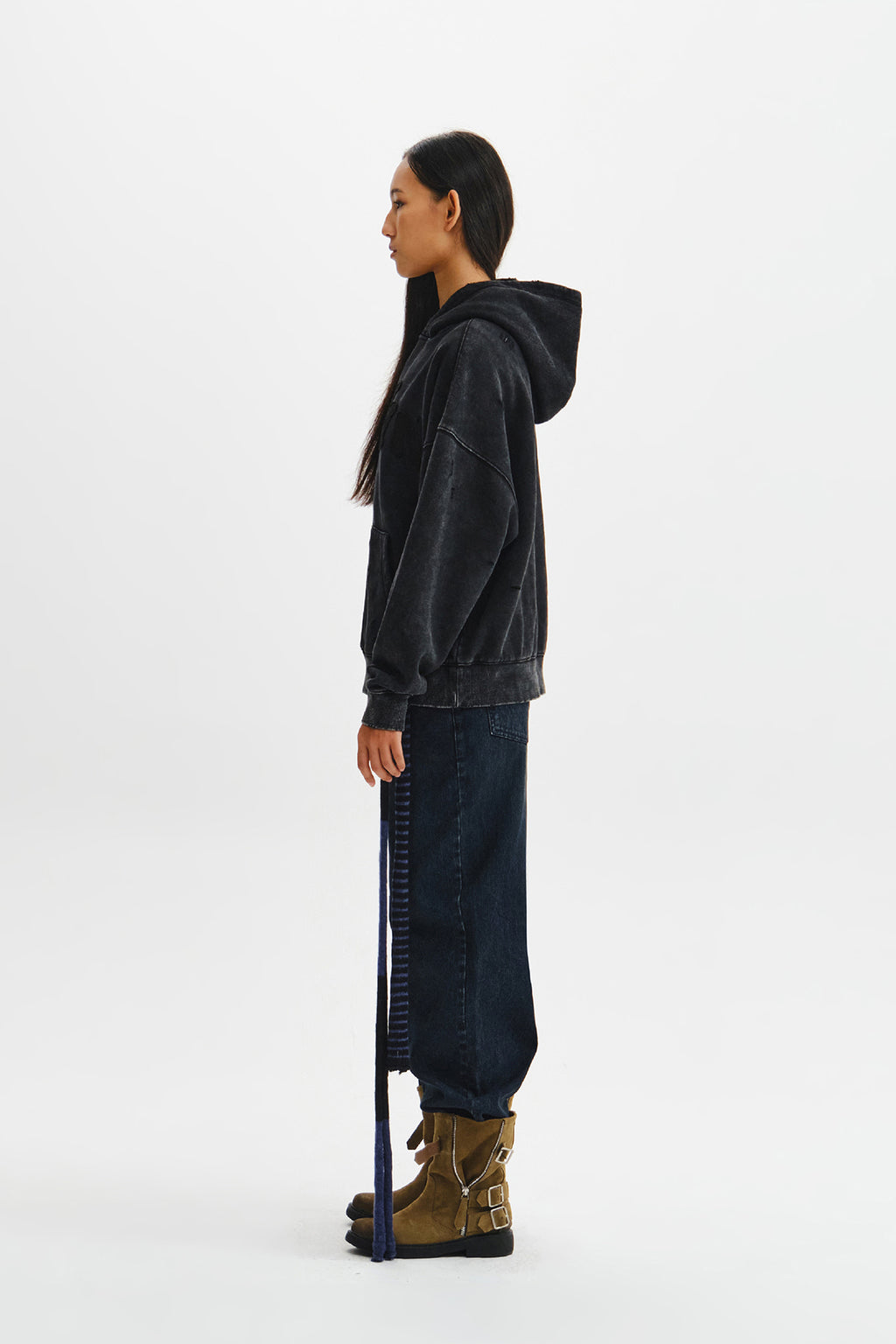 Matin Kim - Waffle Applique Logo Hood Top (Charcoal) product image 8 | TRAB K-Fashion Australia