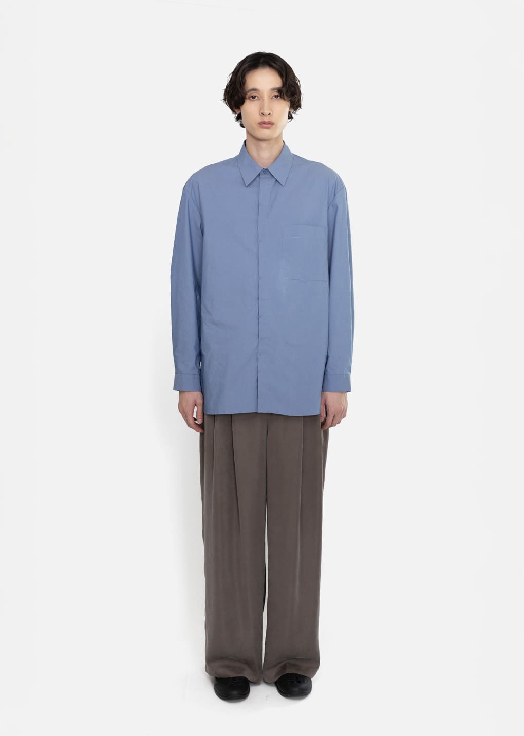 Amomento - Square Pocket Oversized Shirt (Blue) product image 2 | TRAB K-Fashion Australia