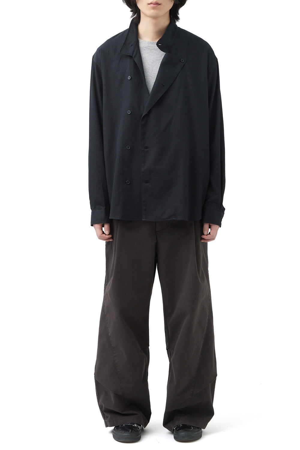 Hatchingroom - Asymmetric Double Shirt Jacquard (Black) product image 4 | TRAB K-Fashion Australia