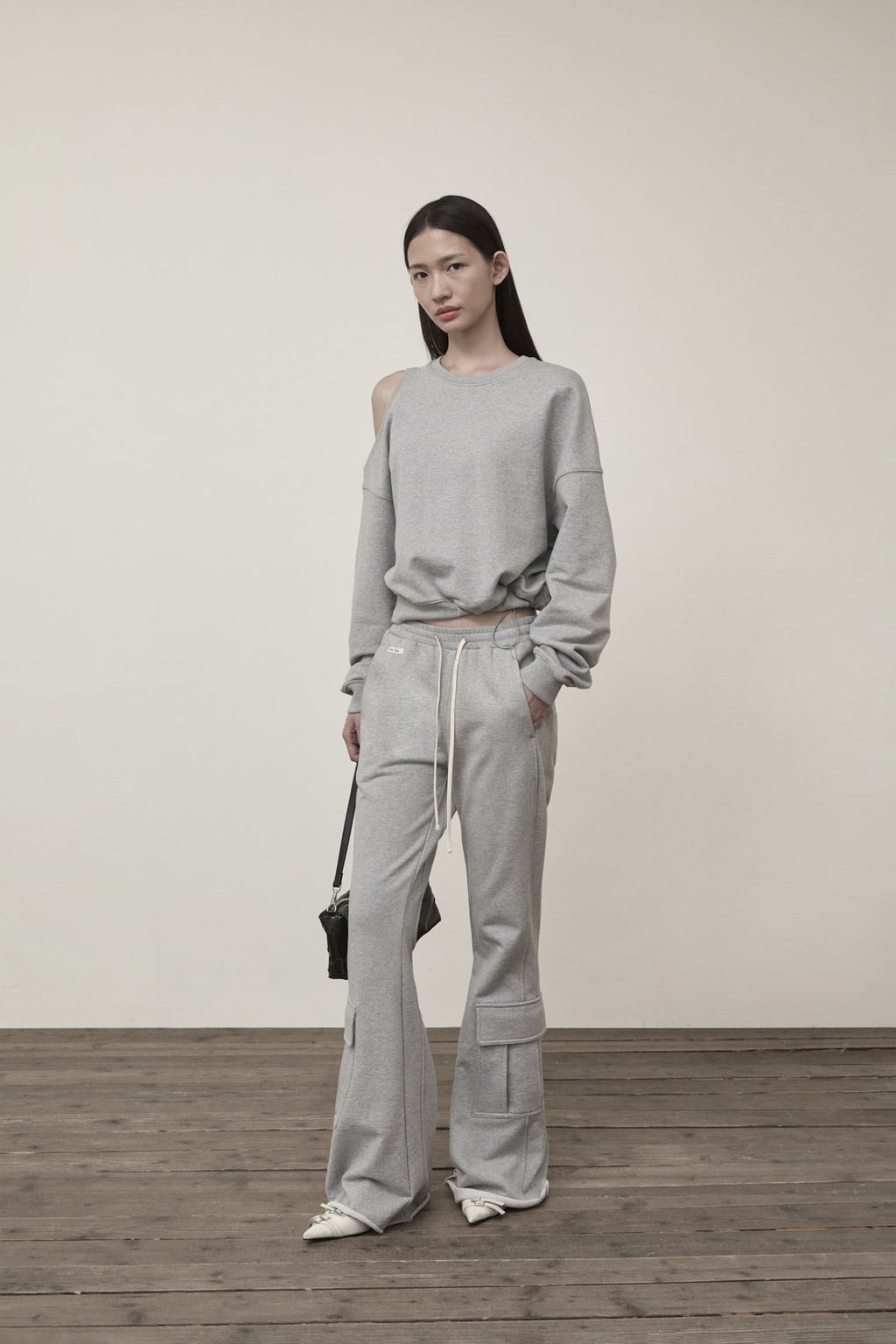Matin Kim - Shoulder Hole Sweatshirt (Grey) product image 8 | TRAB K-Fashion Australia