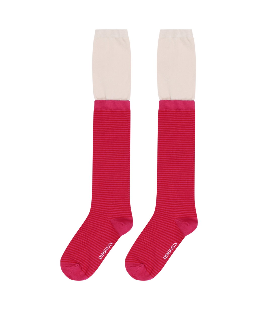 Coyseio - Double-Layer Striped Socks (Pink) product image 1 | TRAB K-Fashion Australia