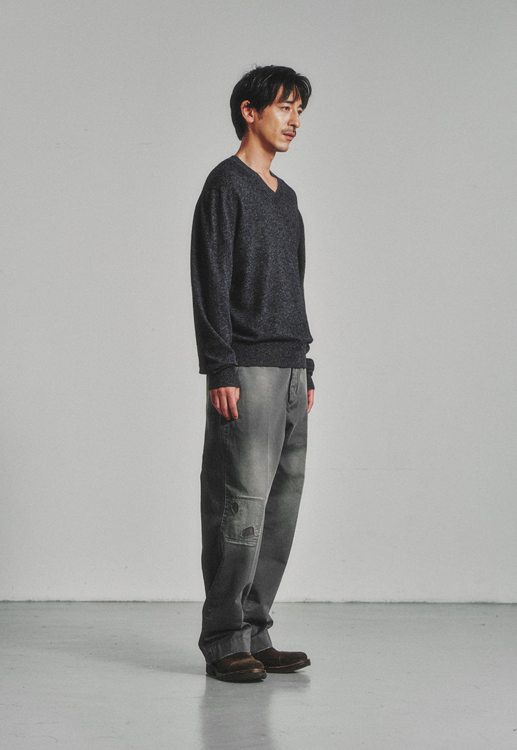 Art if acts - Sashiko Chino Pants (Faded Charcoal) product image 3 | TRAB K-Fashion Australia