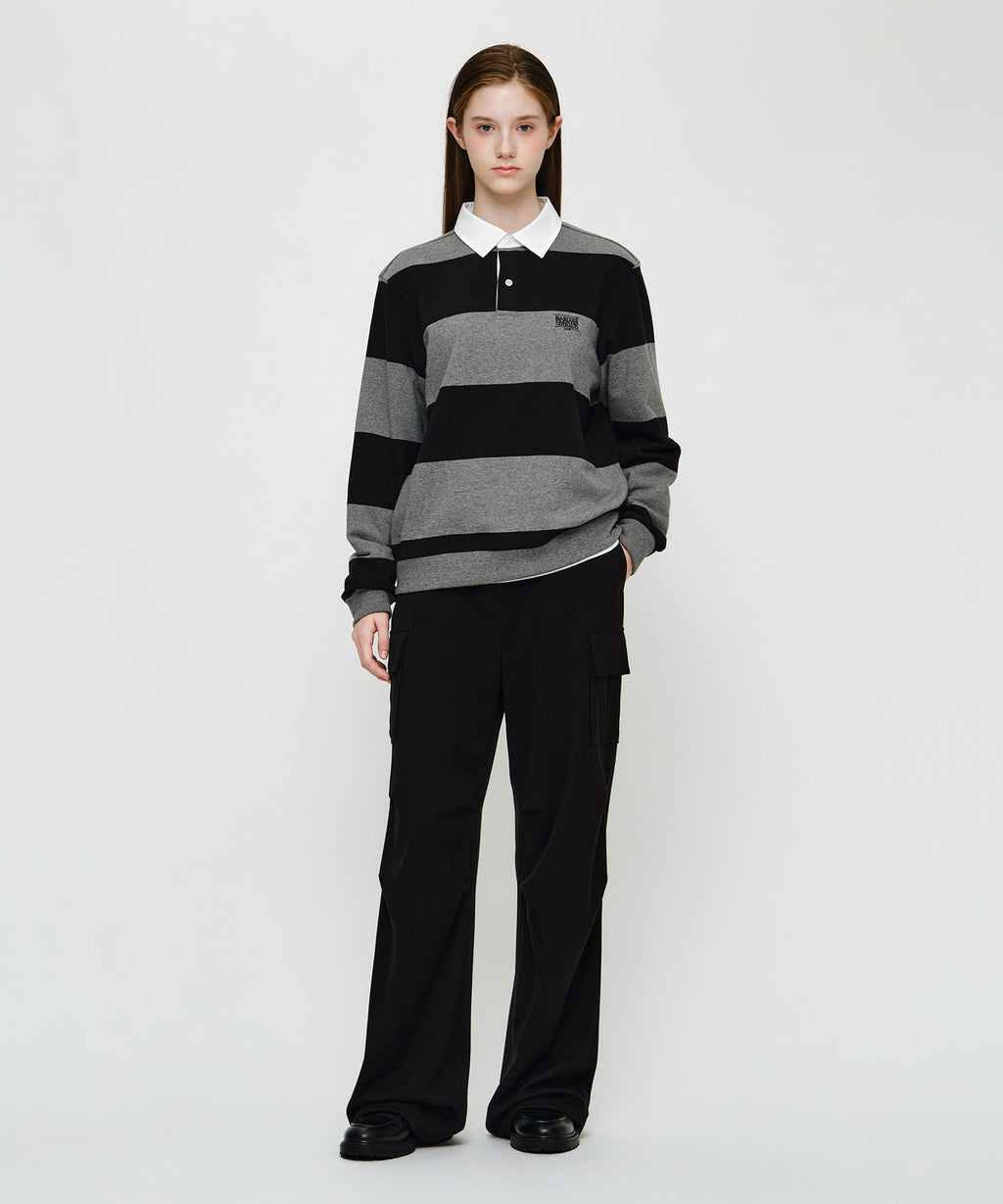 Marithe & Francois Girbaud - Small Classic Logo Rugby Stripe Sweatshirt (Black) product image 4 | TRAB K-Fashion Australia
