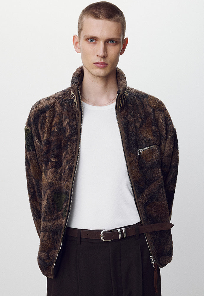 Tonywack - Leaf Camo Printed Fleece Jacket (Brown) product image 4 | TRAB K-Fashion Australia