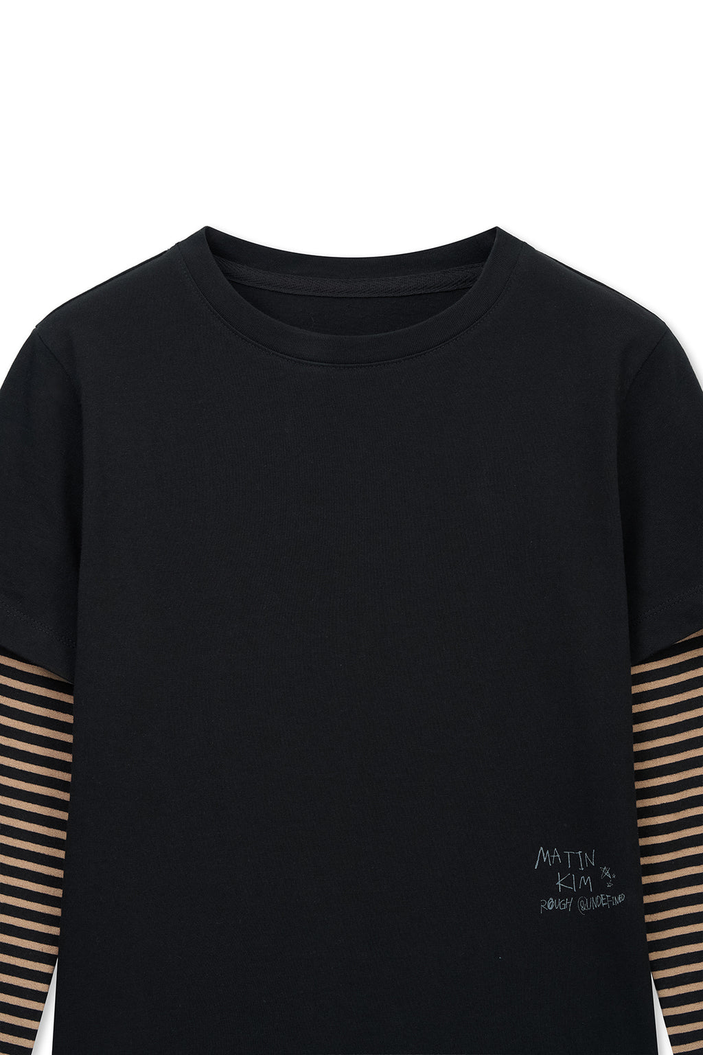 Matin Kim - Graffiti Logo Stripe Layered Top (Black) product image 3 | TRAB K-Fashion Australia