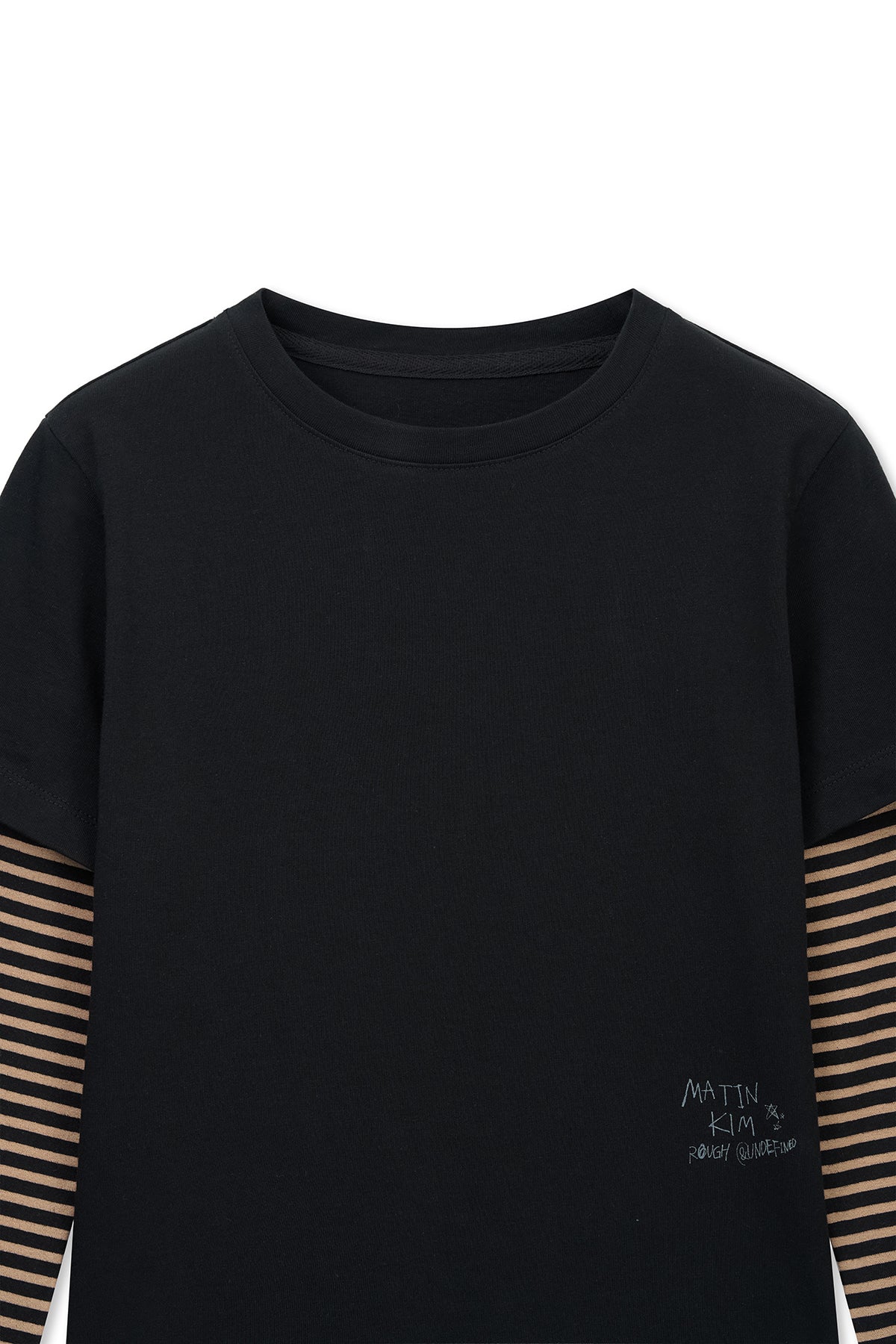 Matin Kim - Graffiti Logo Stripe Layered Top (Black) product image 3 | TRAB K-Fashion Australia