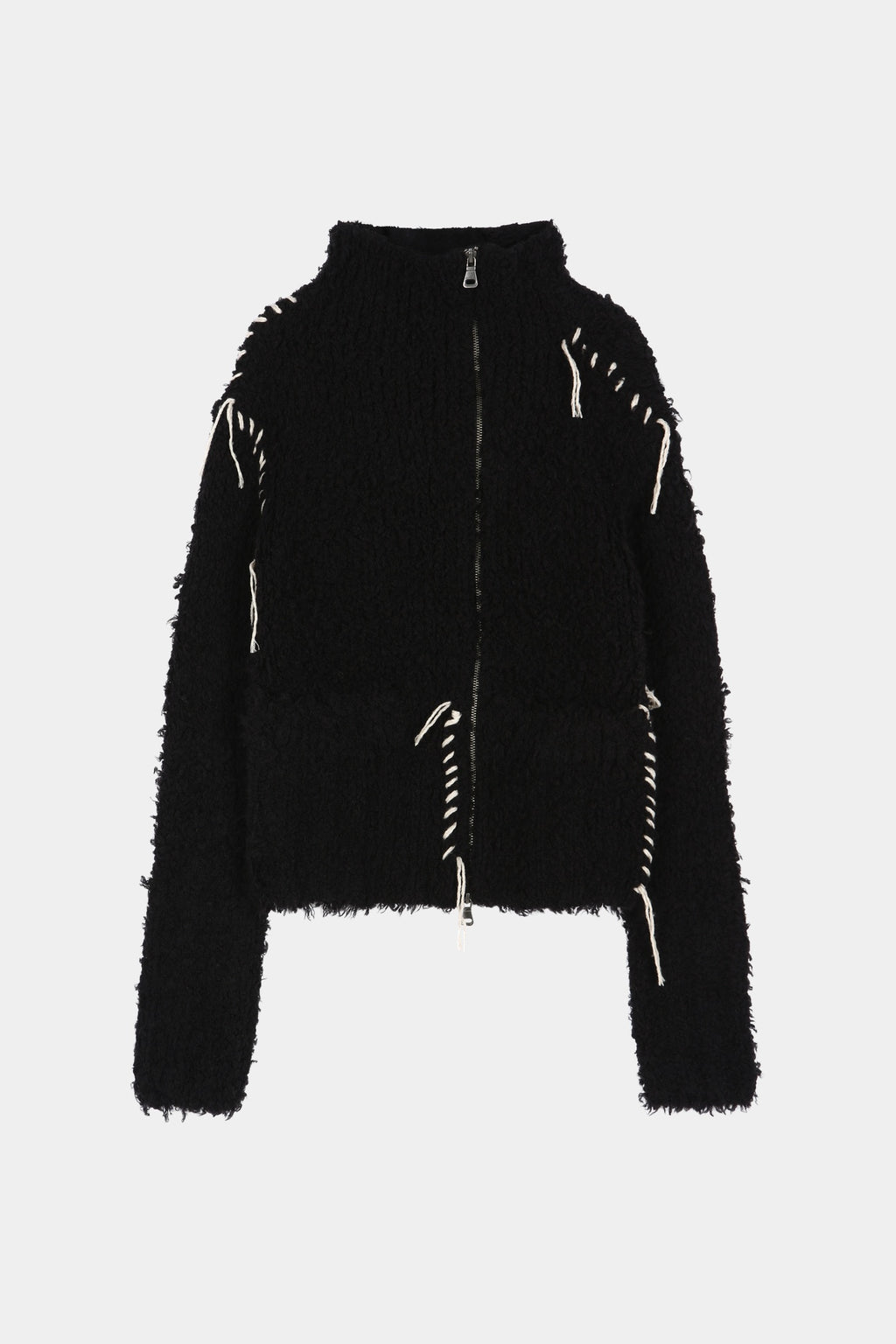 Andersson Bell - Hand Stitched Hairy Zip-Up Cardigan (Black) product image 8 | TRAB K-Fashion Australia