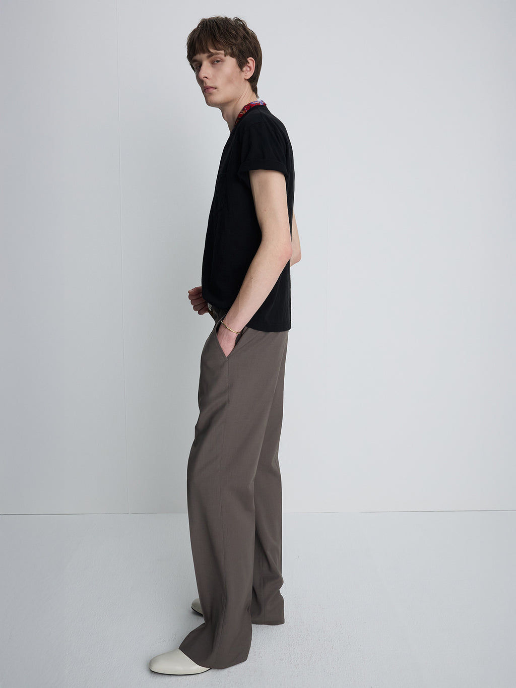 Tonywack - Tropical Wool Flared Trousers (Taupe) product image 8 | TRAB K-Fashion Australia