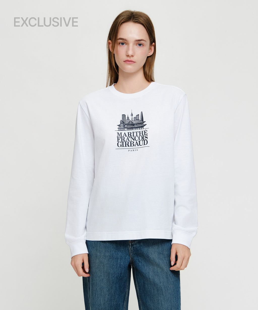 Marithe & Francois Girbaud - Seoul Exclusive Graphic Long Sleeve Tee (White) product image 1 | TRAB K-Fashion Australia