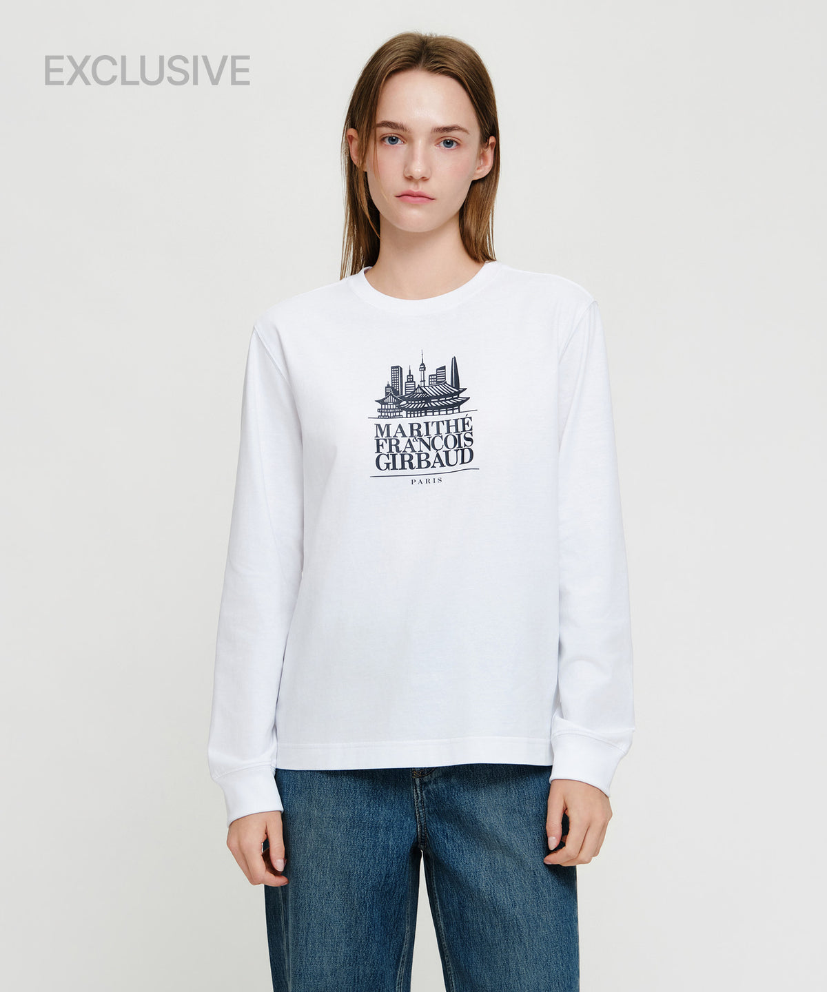 Marithe & Francois Girbaud - Seoul Exclusive Graphic Long Sleeve Tee (White) product image 1 | TRAB K-Fashion Australia