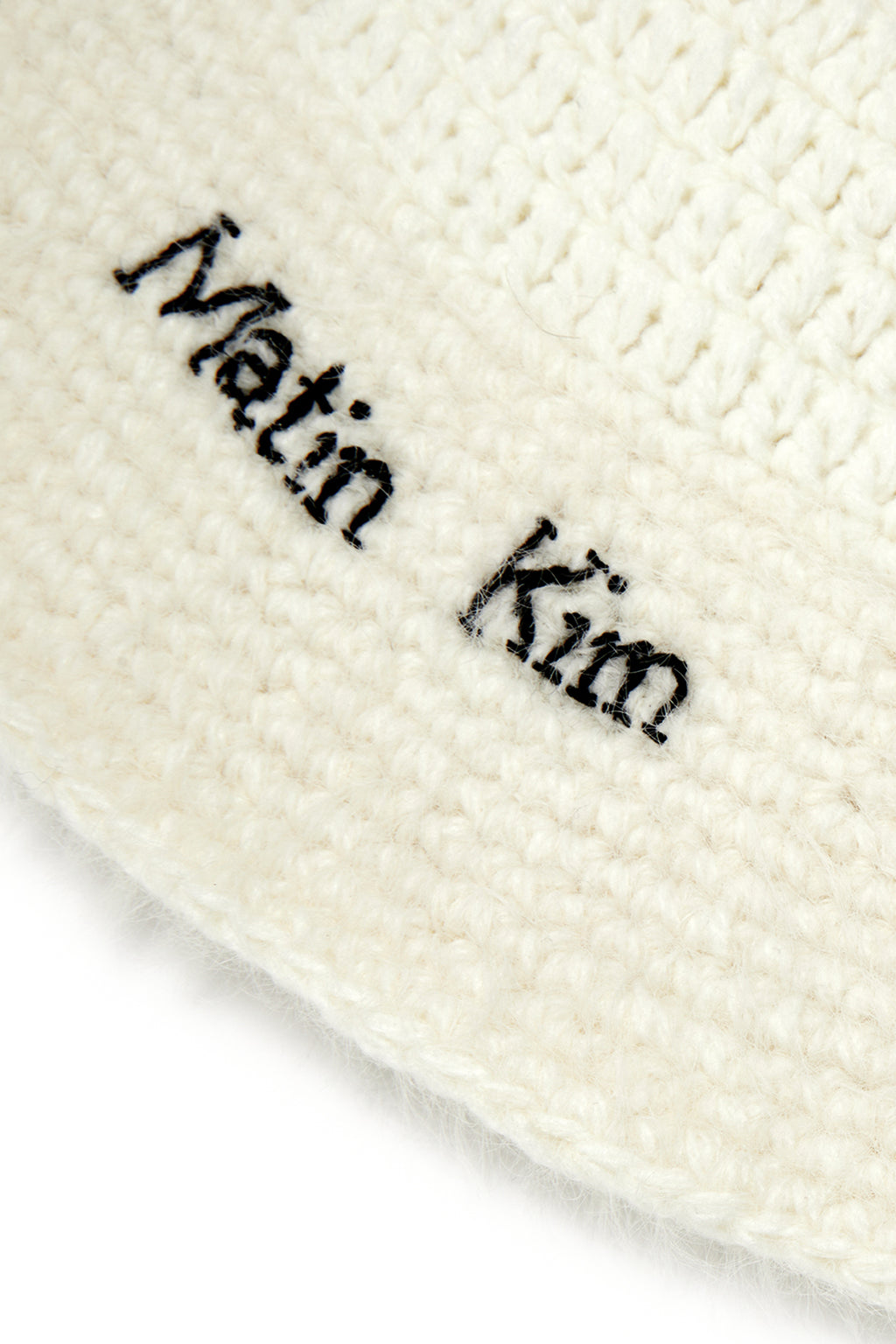 Matin Kim - Logo Hairy Knit Bucket Hat (Ivory) product image 3 | TRAB K-Fashion Australia